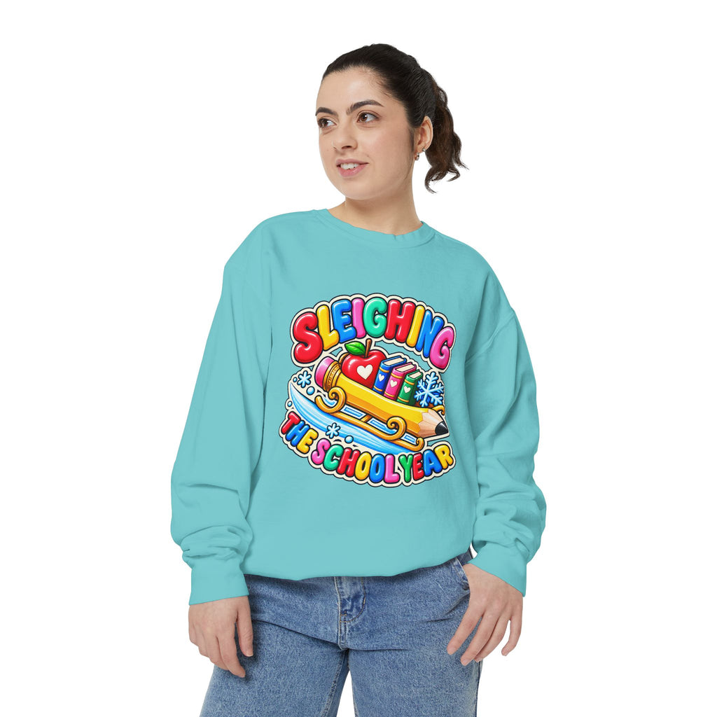 Sleighing the School Year Christmas Sweatshirt 📚🍎❄️