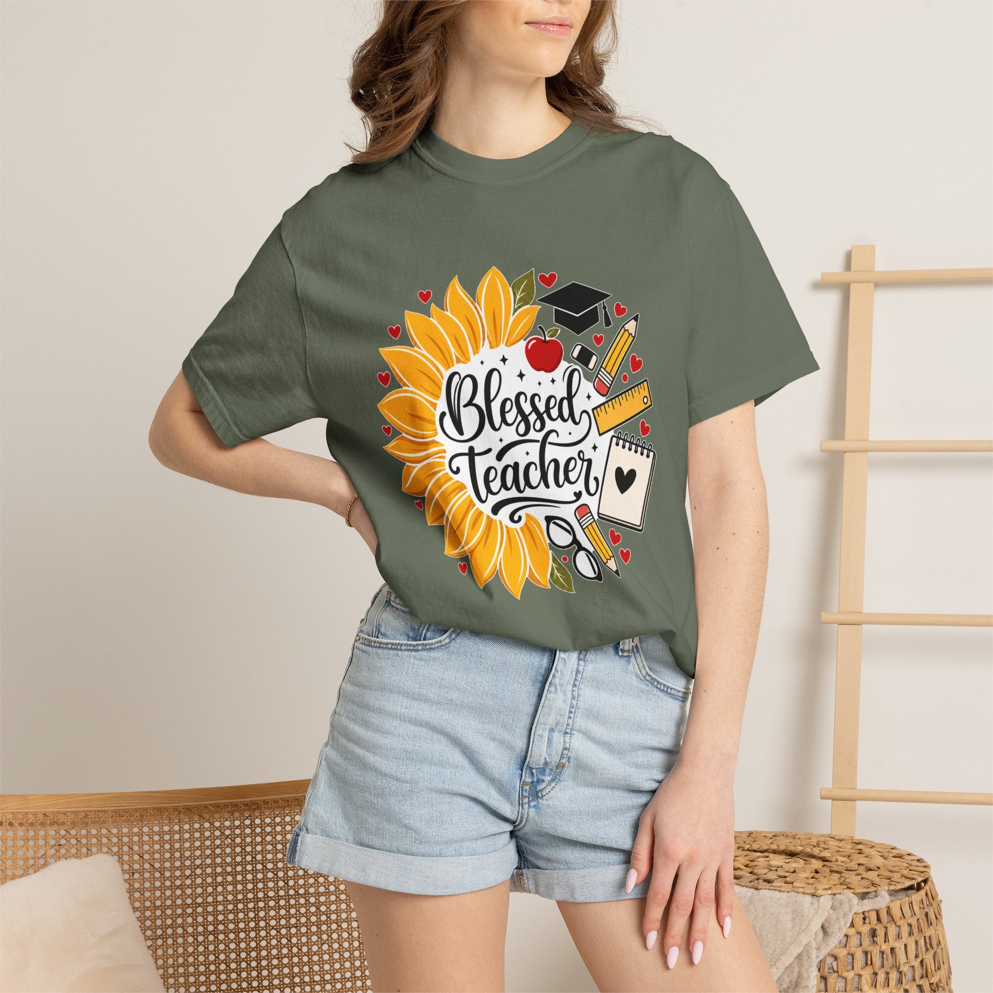 Blessed Teacher Heavyweight Tee 🌻📚✏️