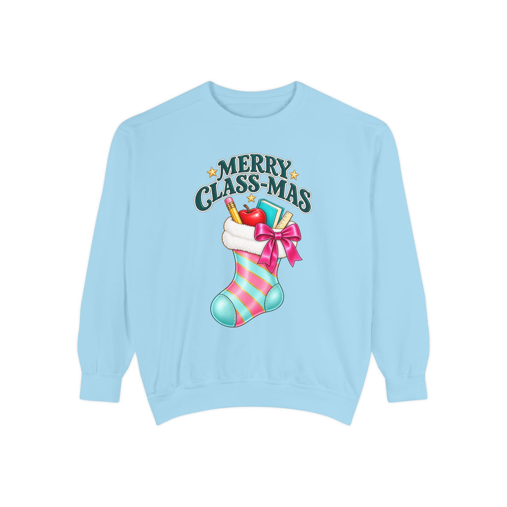 Merry Class-mas Sweatshirt — Christmas Teacher Holiday Stocking Crewneck