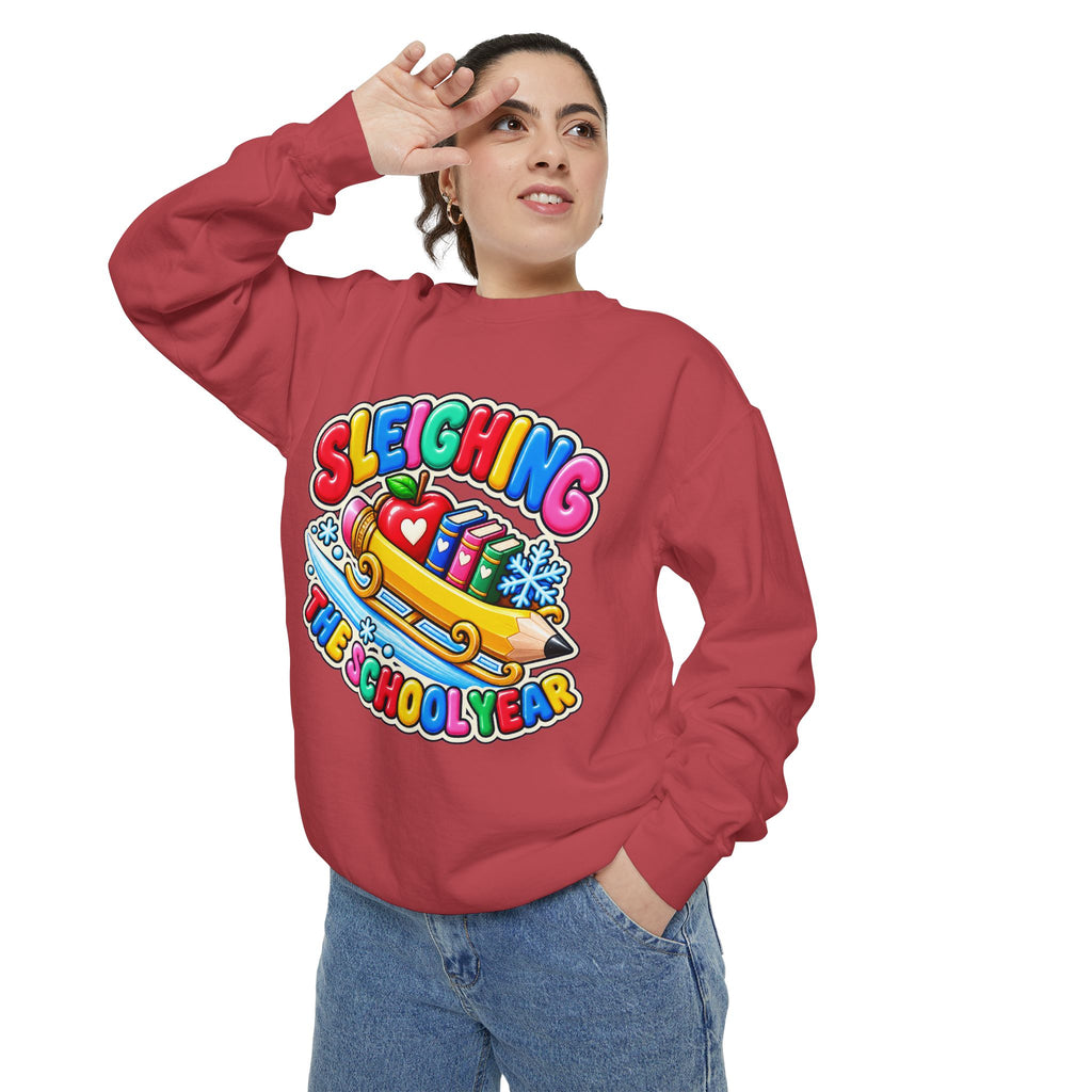 Sleighing the School Year Christmas Sweatshirt 📚🍎❄️