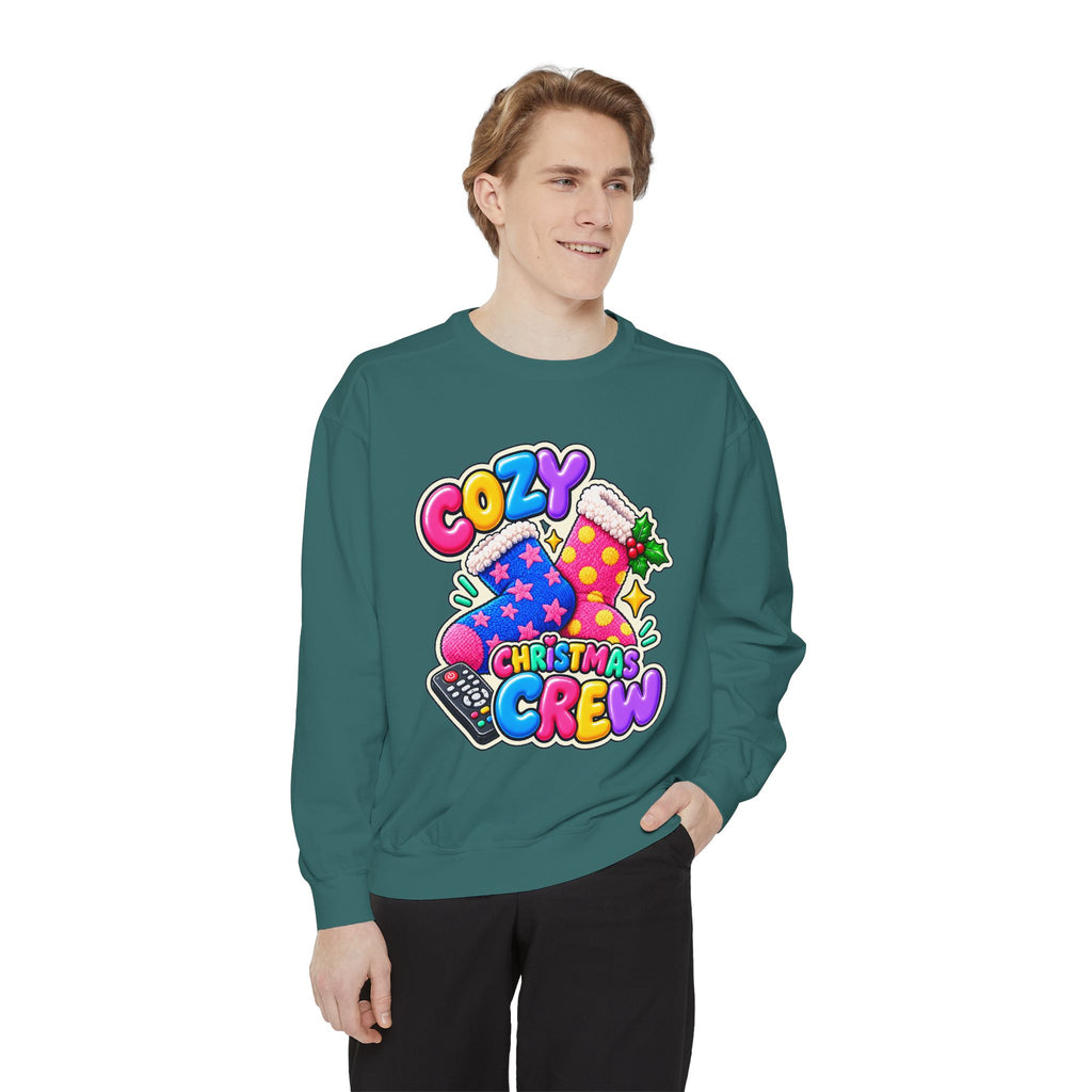Cozy Christmas Crew Crewneck Sweatshirt 🧦🎄📺