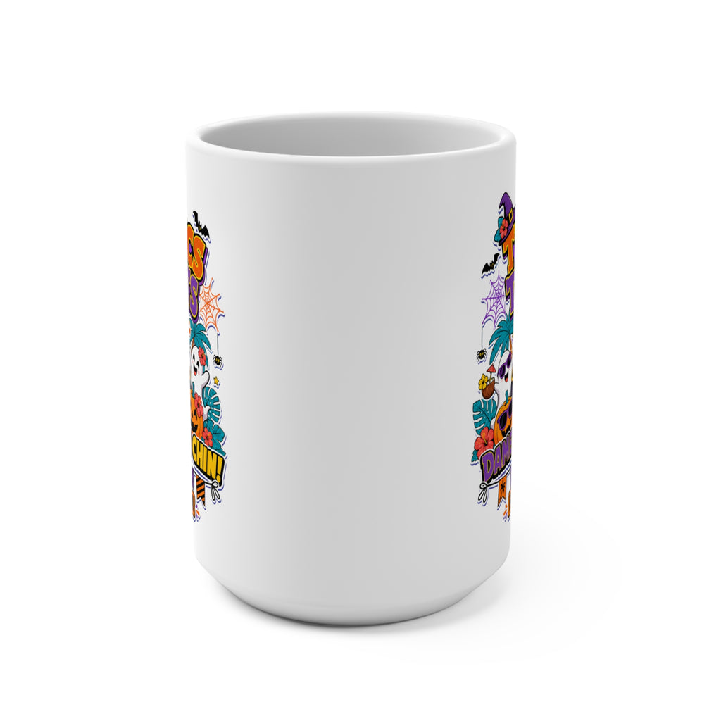 Tropics Treats Halloween Mug - Tropical Halloween Coffee Cup - Dame Un Chin Chin Spooky Gift - Fun Holiday Mug