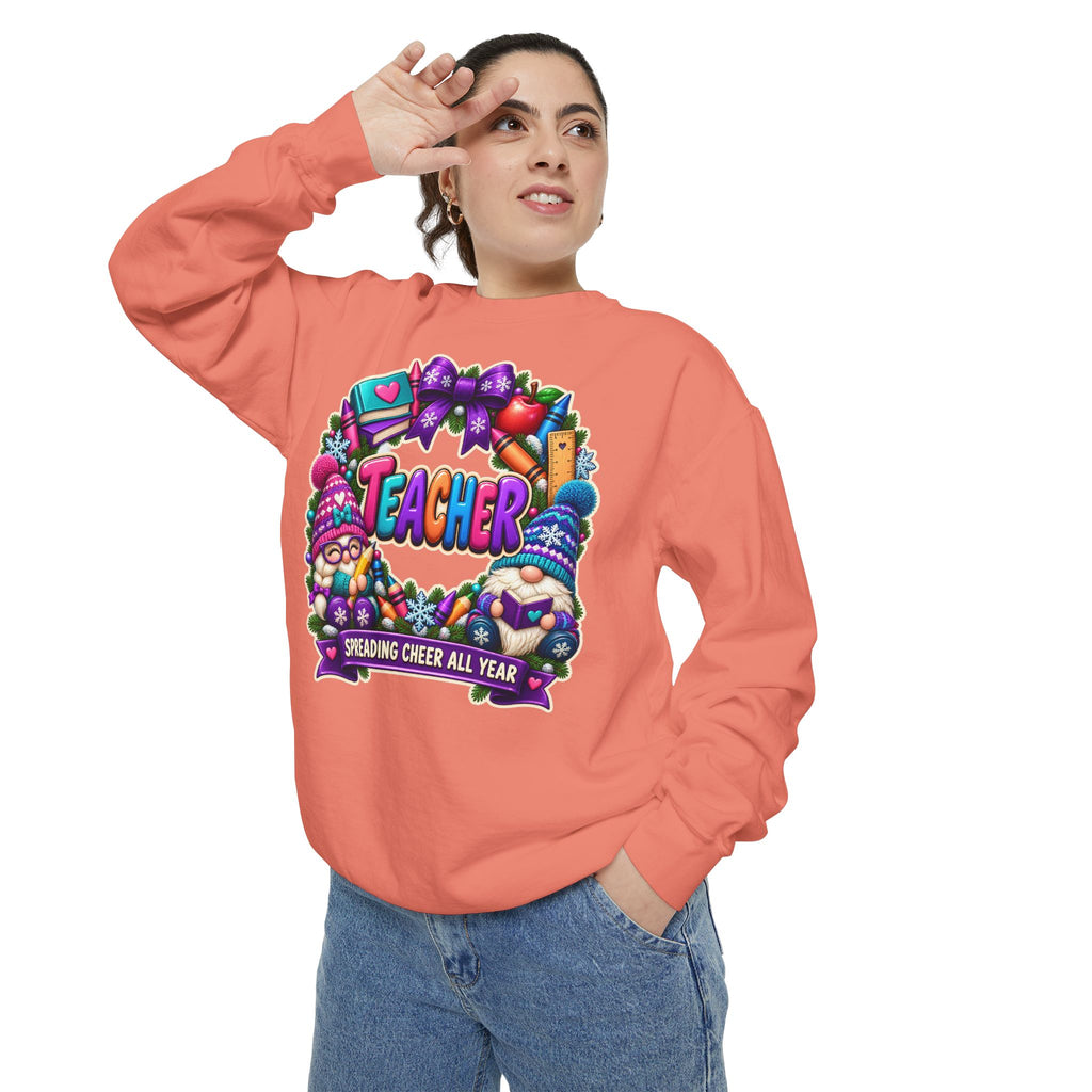Teacher Spreading Gnomes Cheer All Year Christmas Sweatshirt