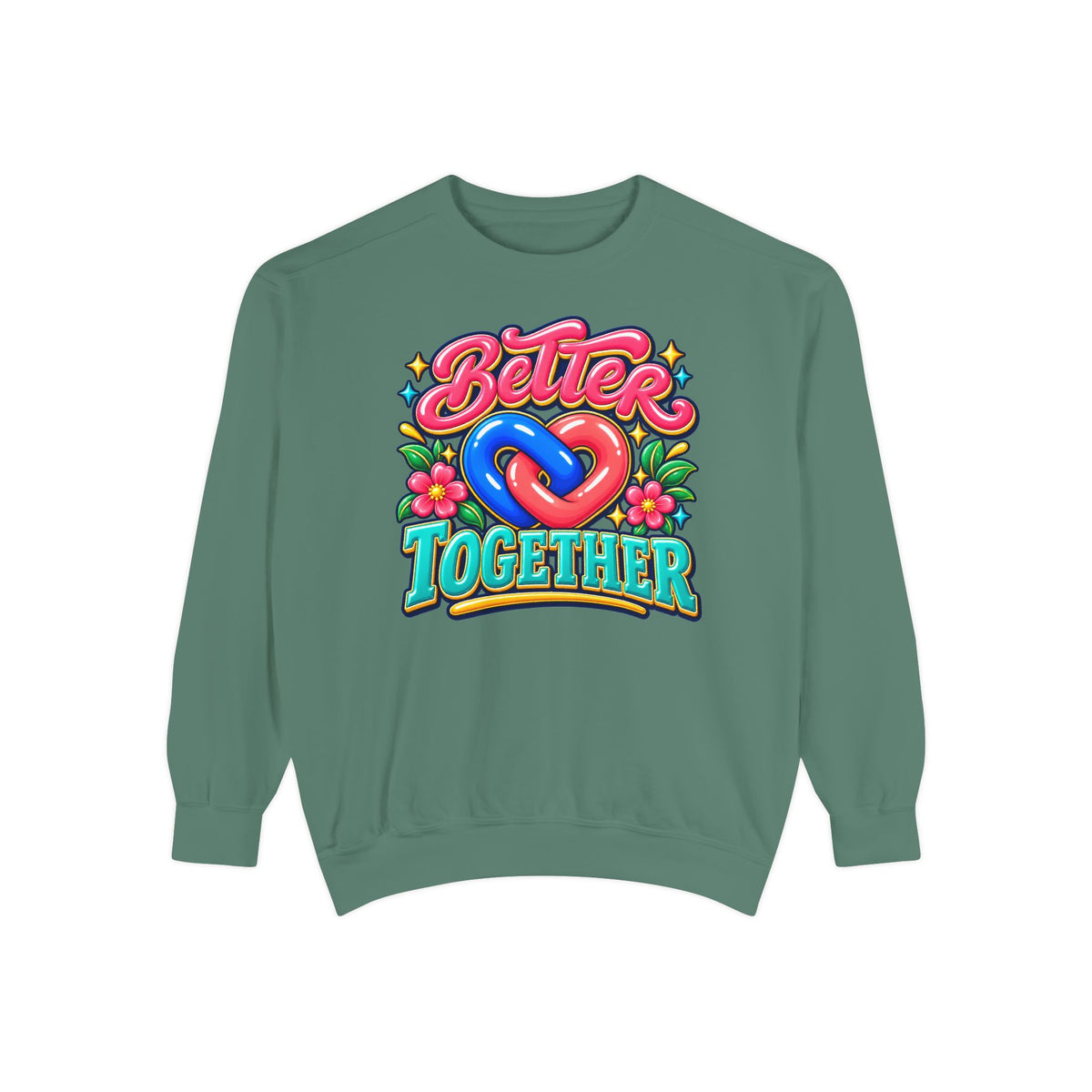 Better Together Heart Sweatshirt — Yellow & Aqua