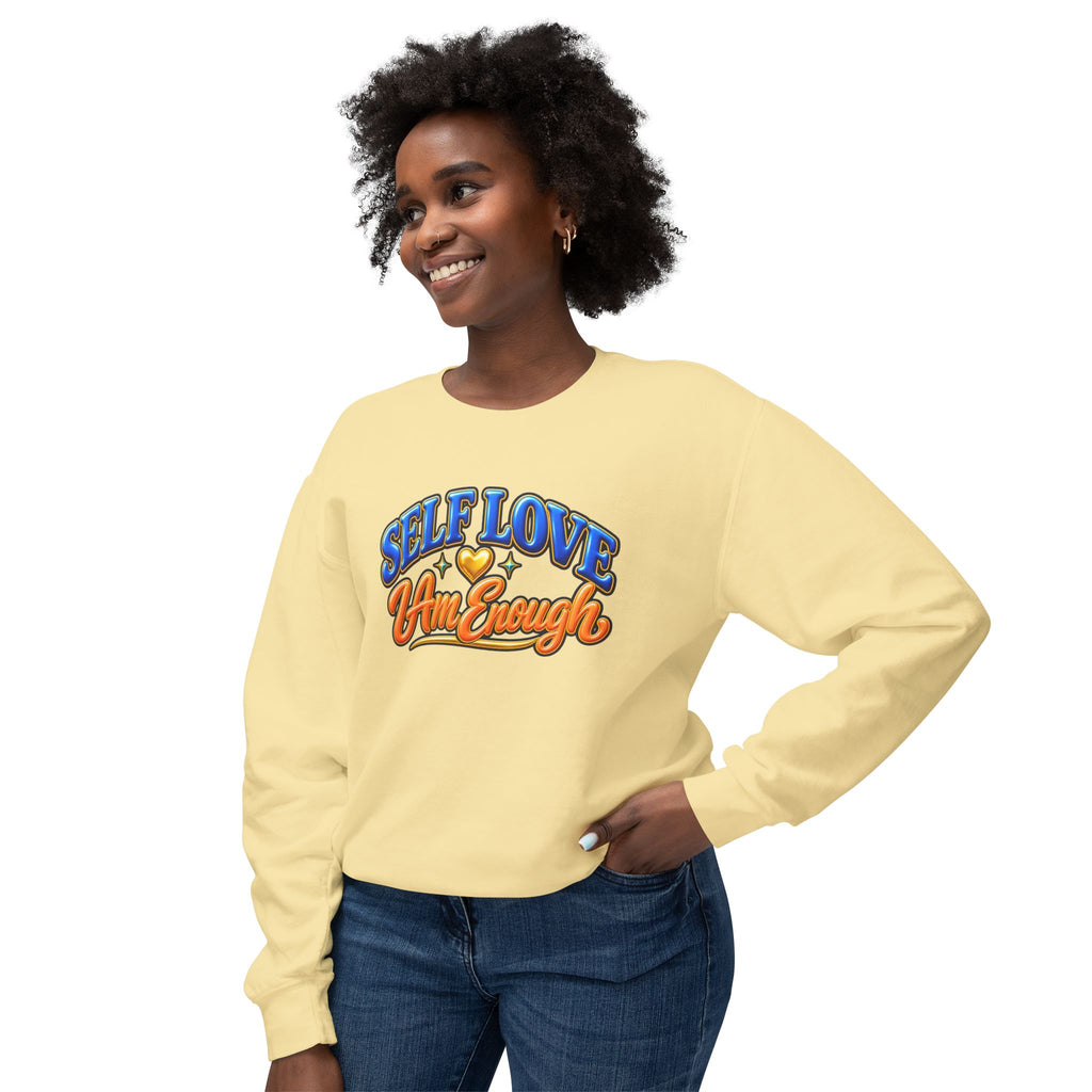 Self Love "I Am Enough" Crewneck Sweatshirt — Retro Positive Message Pullover