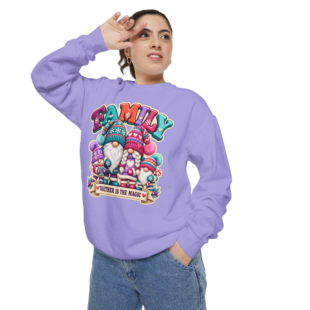 Family Gnomes "Together Is The Magic" Cozy Christmas Sweatshirt