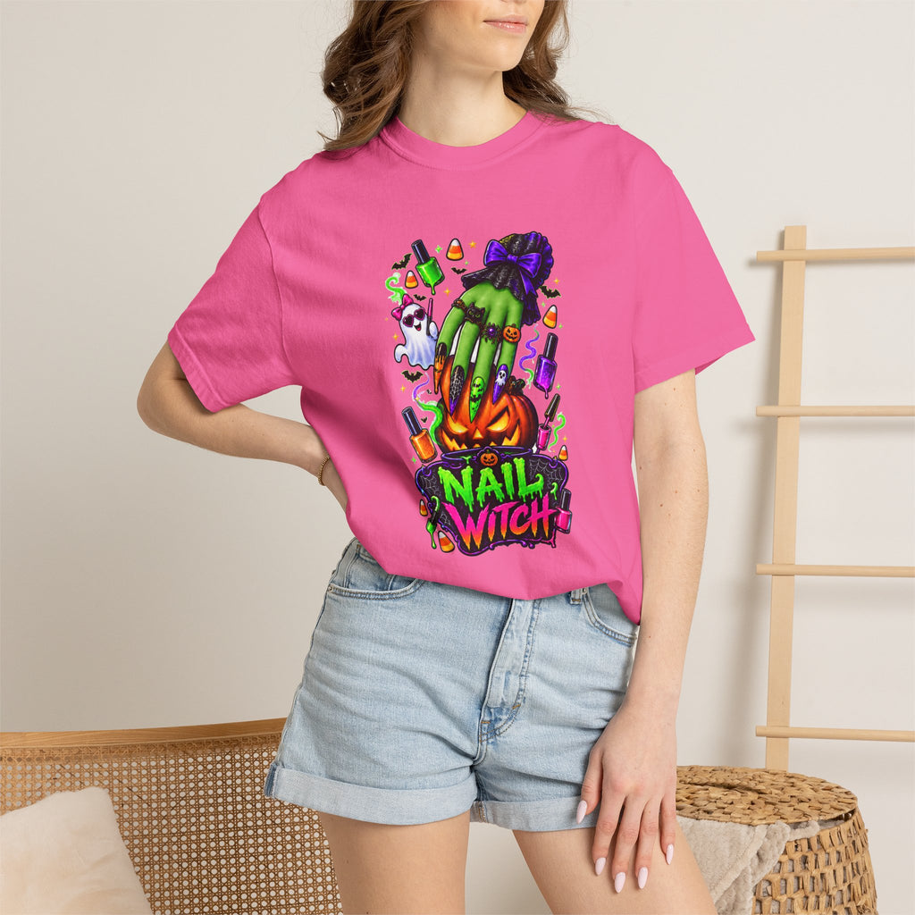 Nail Witch Halloween Tee – Adult Unisex Nail Tech & Beauty Salon Shirt
