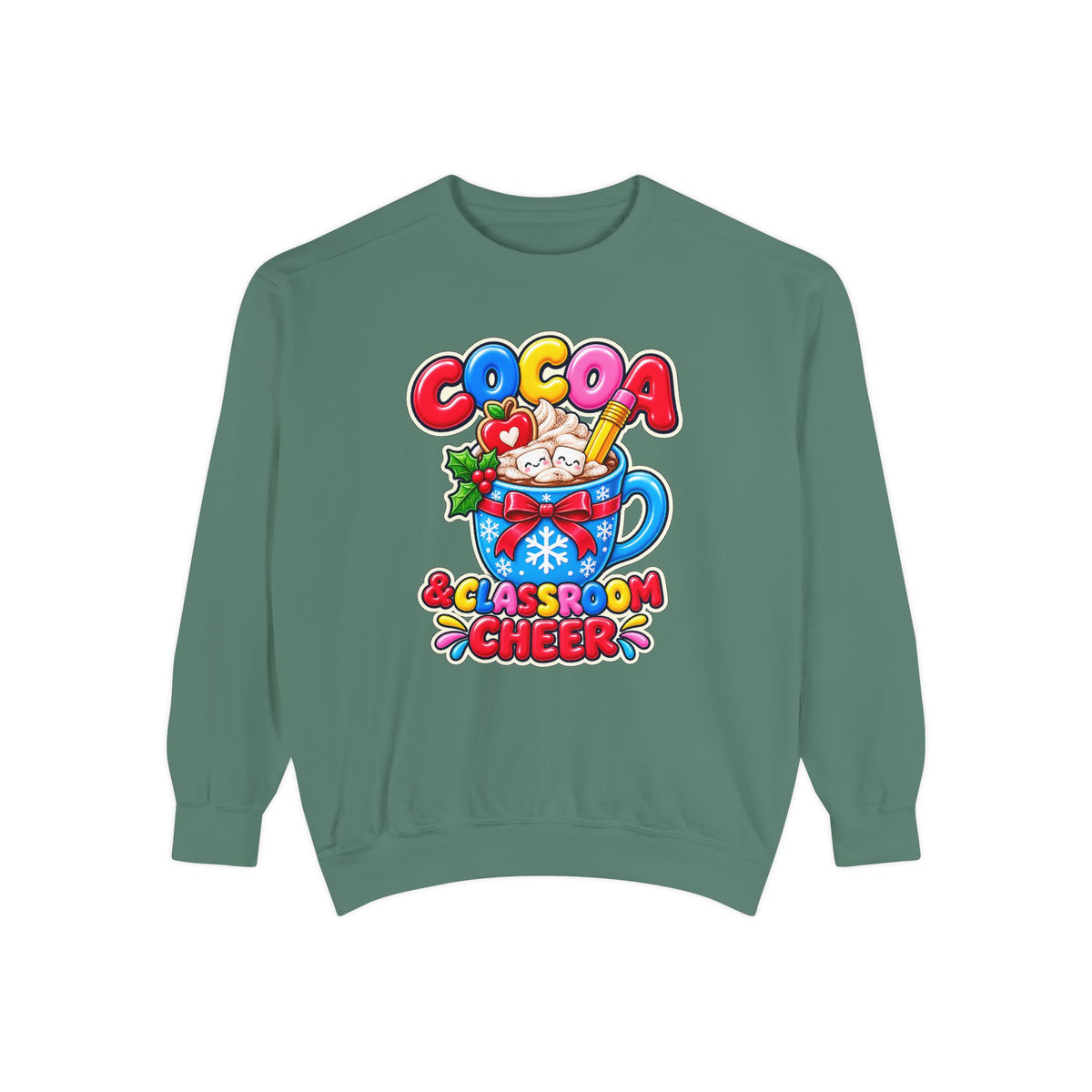 Cocoa and Classroom Cheer Christmas Sweatshirt ☕🍎❄️