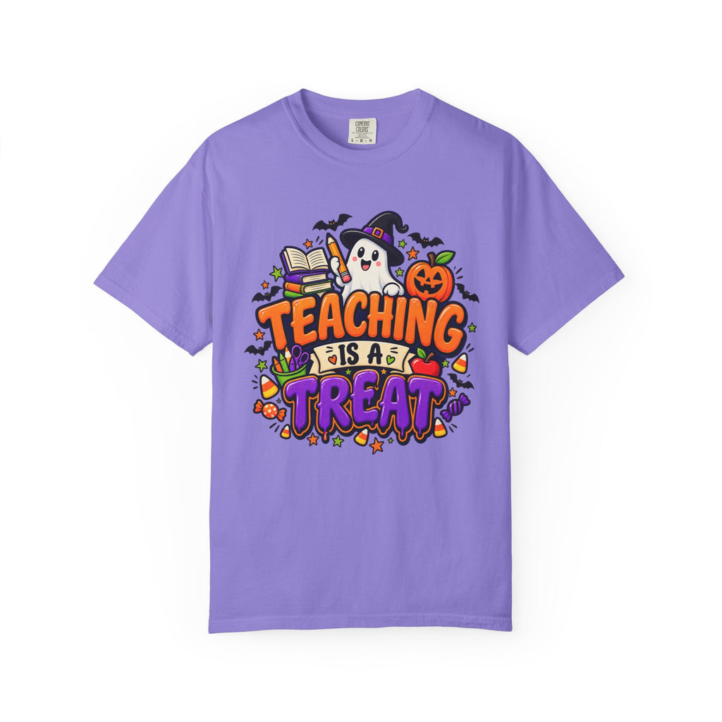 Teaching Is a Treat Halloween T-Shirt — Cute Ghost & Pumpkin Teacher Tee