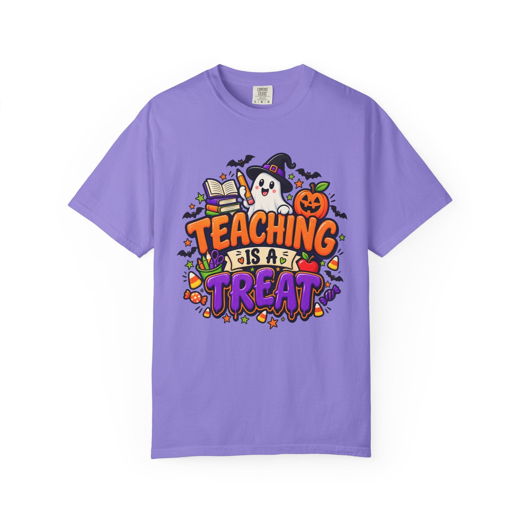 Teaching Is a Treat Halloween T-Shirt — Cute Ghost & Pumpkin Teacher Tee