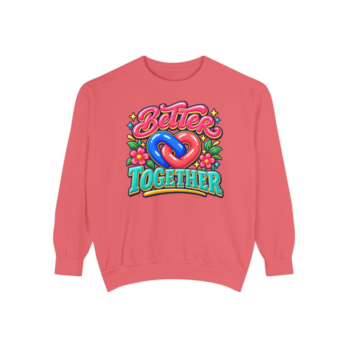 Better Together Heart Sweatshirt — Yellow & Aqua