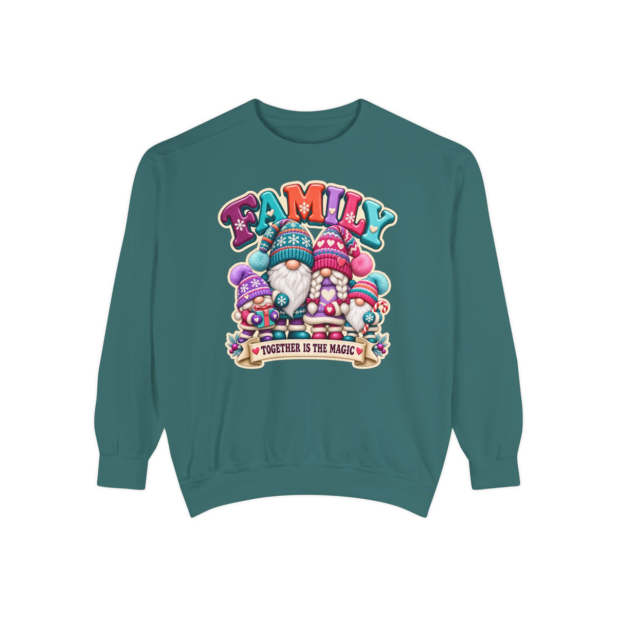 Family Gnomes "Together Is The Magic" Cozy Christmas Sweatshirt