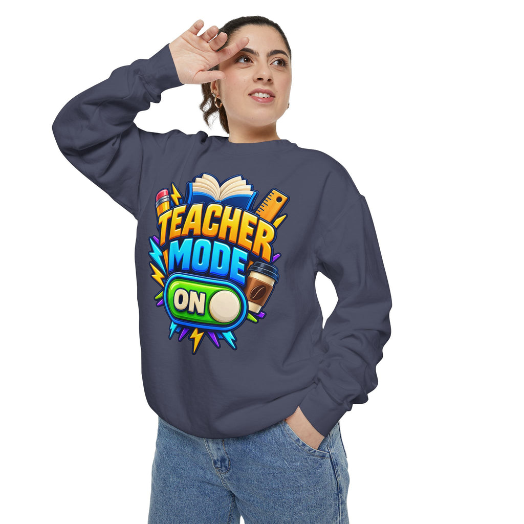 Teacher Mode On Sweatshirt 📚☕ | Funny Teacher Crewneck