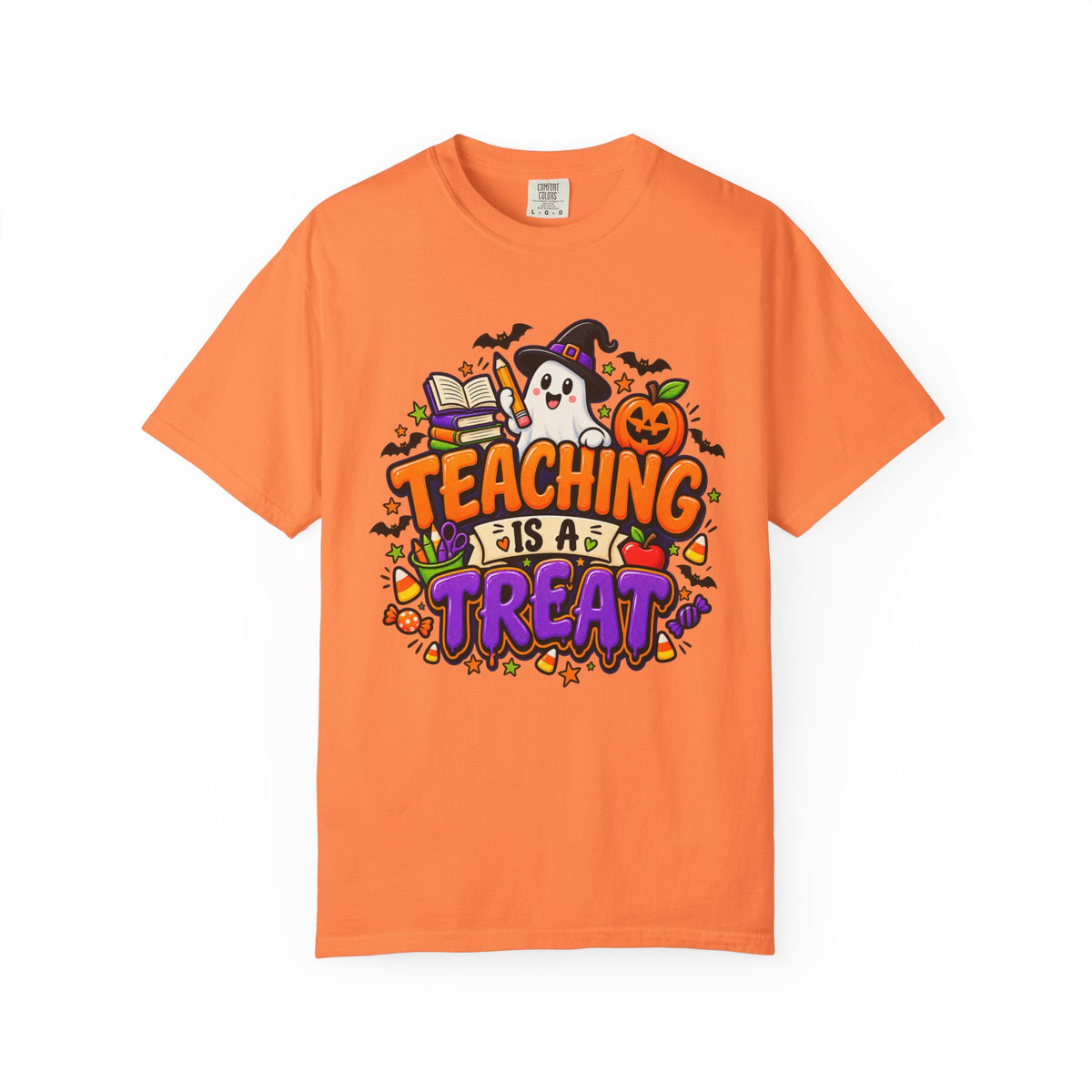 Teaching Is a Treat Halloween T-Shirt — Cute Ghost & Pumpkin Teacher Tee