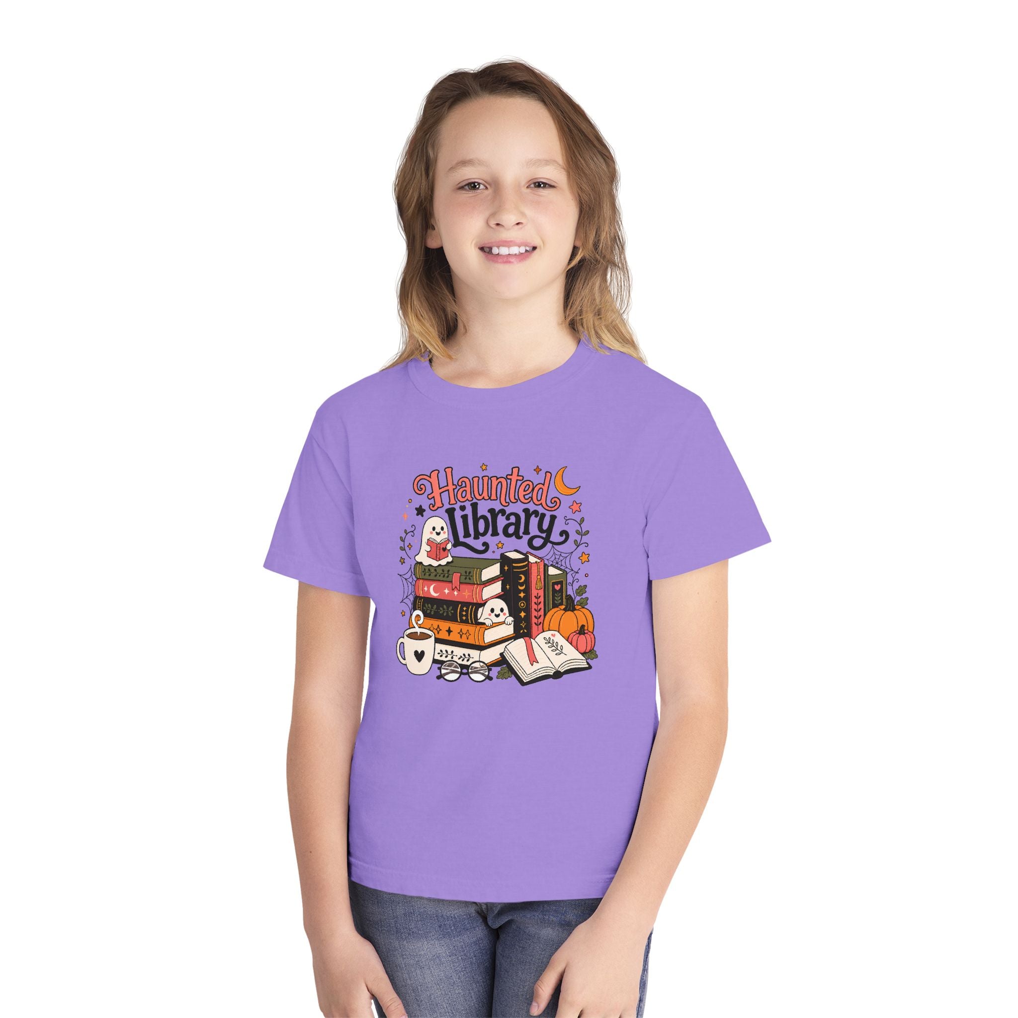 Haunted Library Youth Retro Tee 🎃📚
