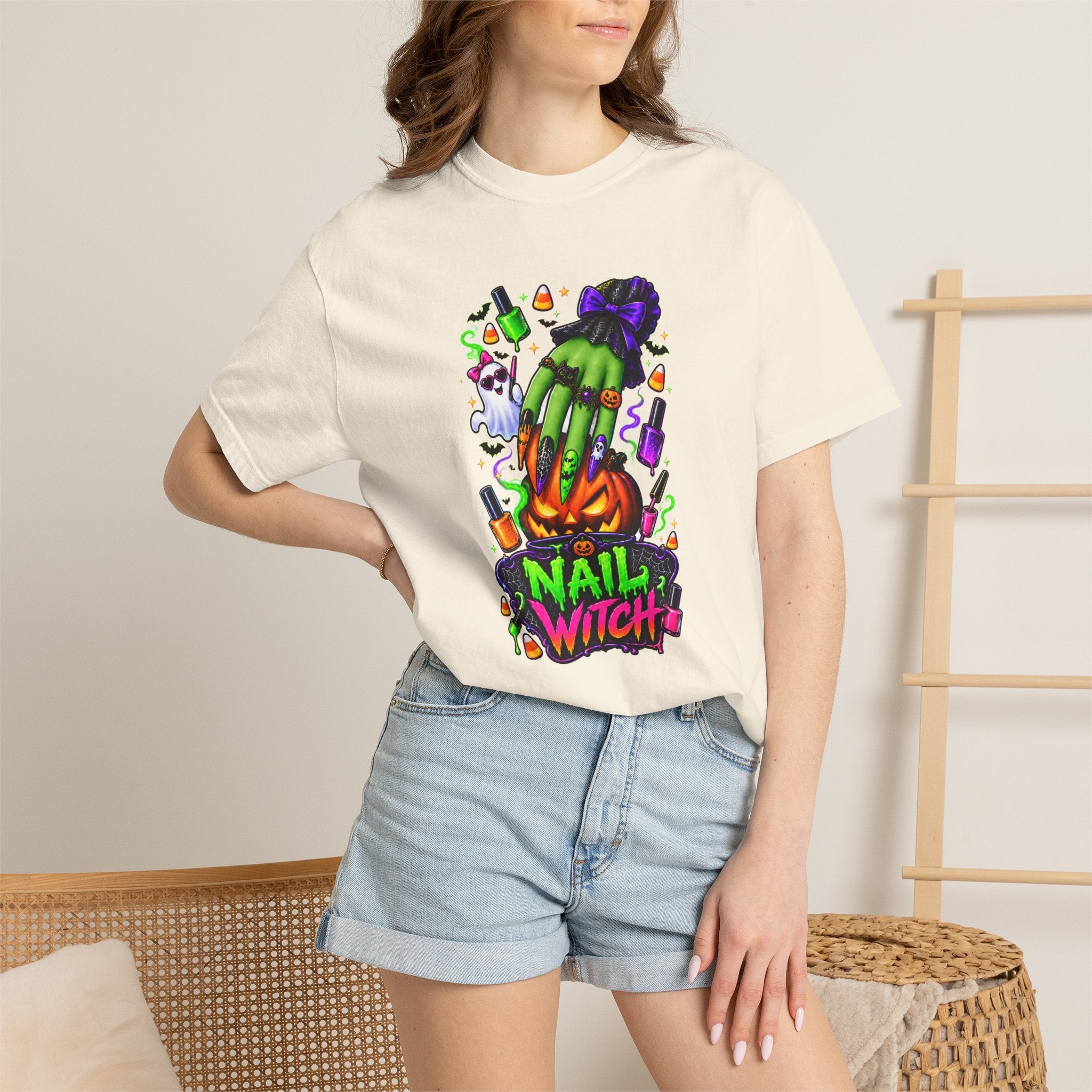 Nail Witch Halloween Tee – Adult Unisex Nail Tech & Beauty Salon Shirt