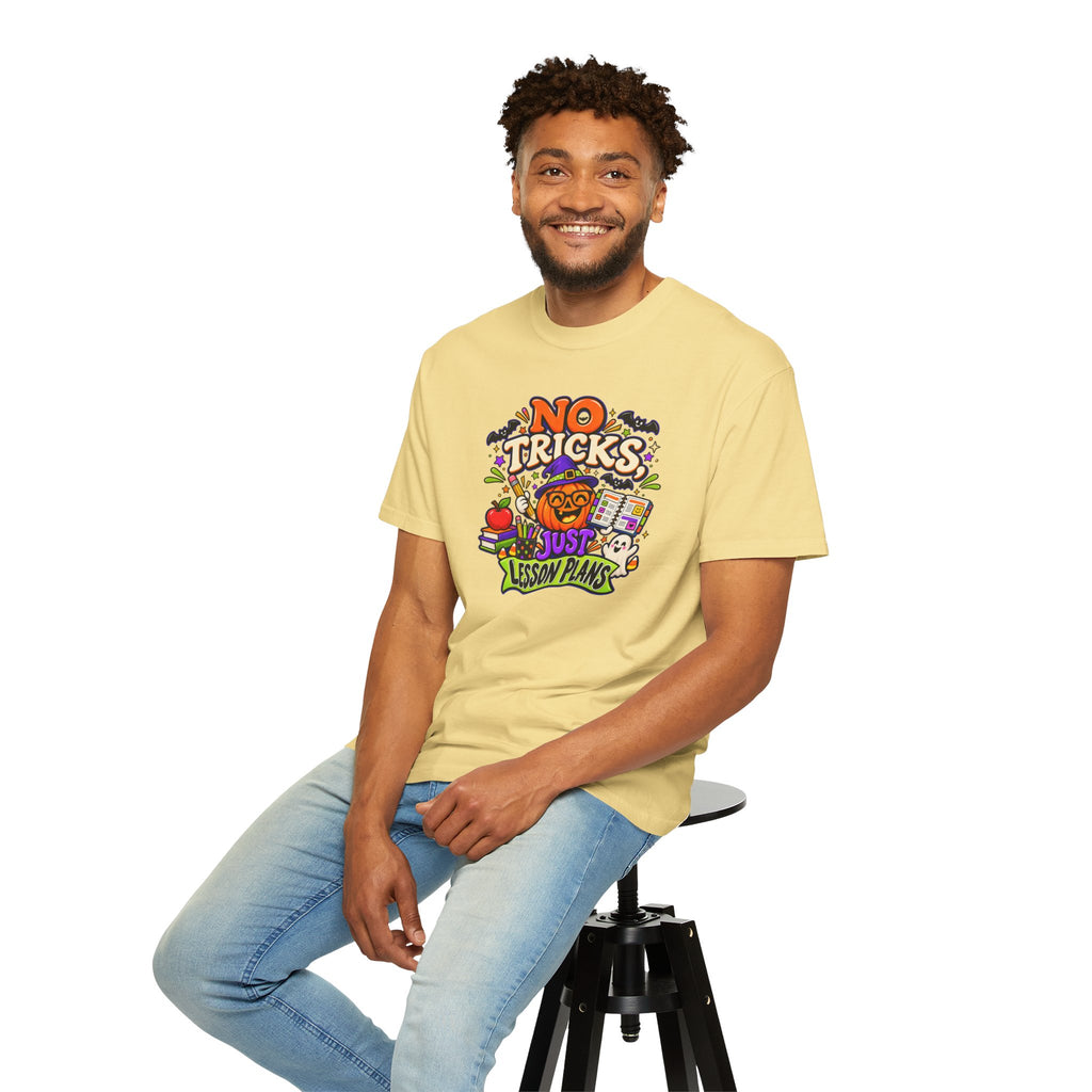 Halloween Teacher T-Shirt - "No Tricks, Just Lesson Plans"