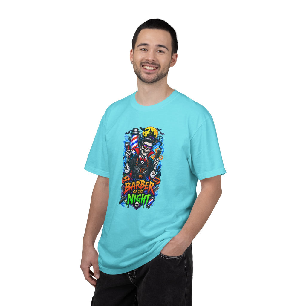 Barber of the Night Halloween Tee – Adult Unisex Barbershop Shirt