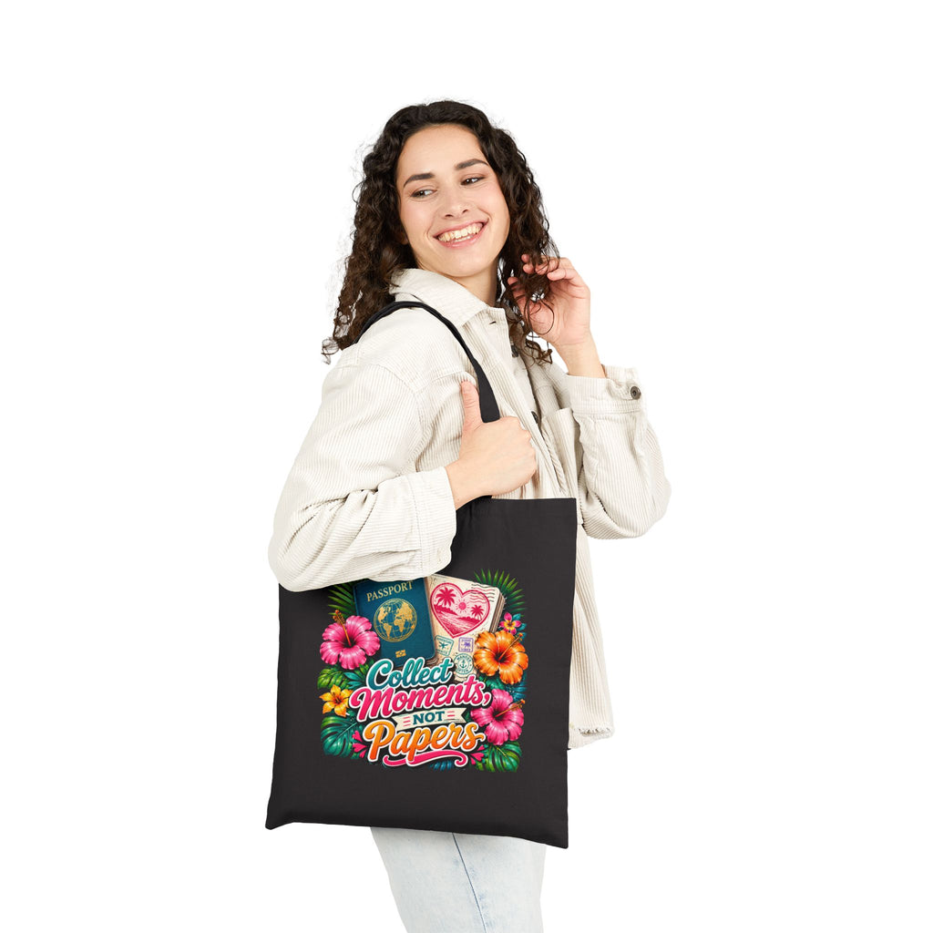 Collect Moments Not Papers - Tropical Travel Canvas Tote
