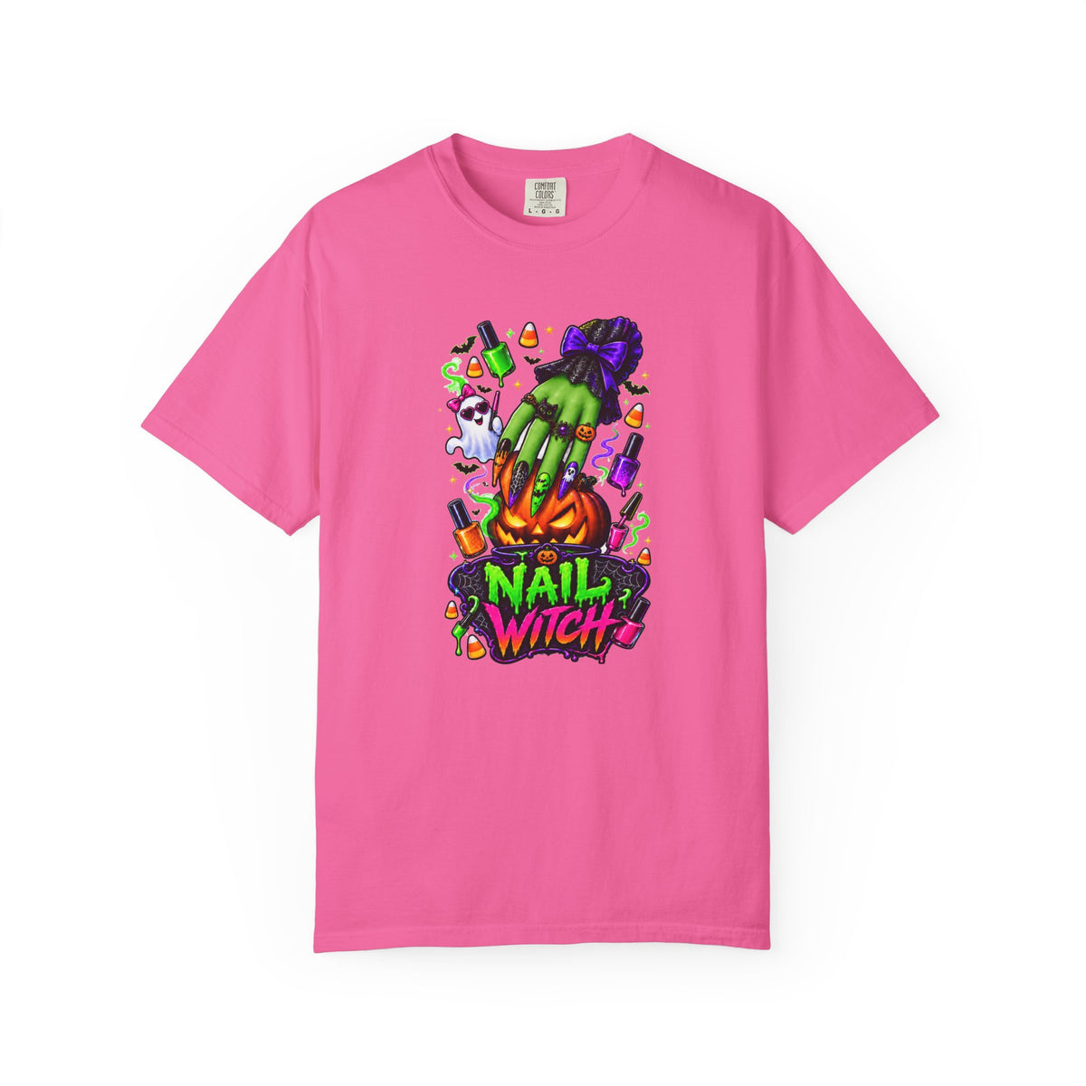 Nail Witch Halloween Tee – Adult Unisex Nail Tech & Beauty Salon Shirt