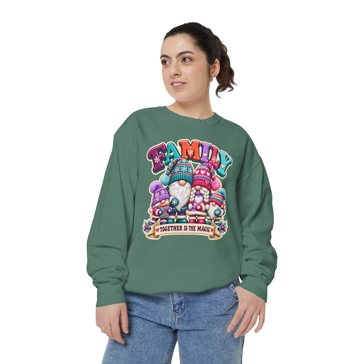 Family Gnomes "Together Is The Magic" Cozy Christmas Sweatshirt
