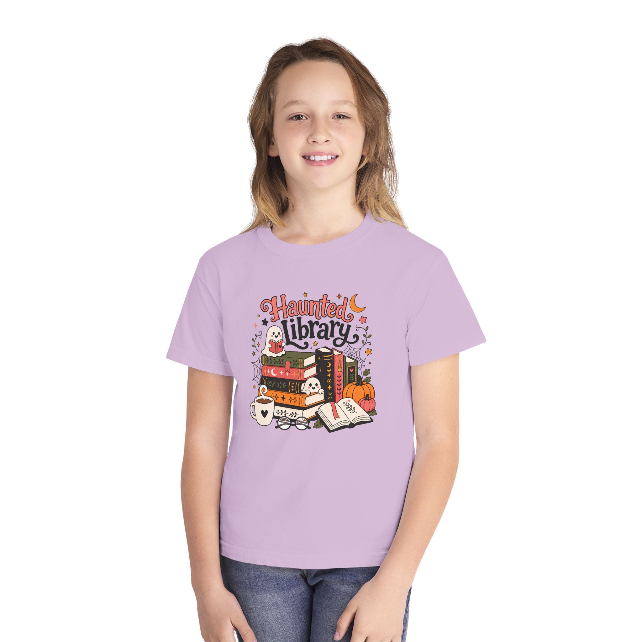 Haunted Library Youth Retro Tee 🎃📚