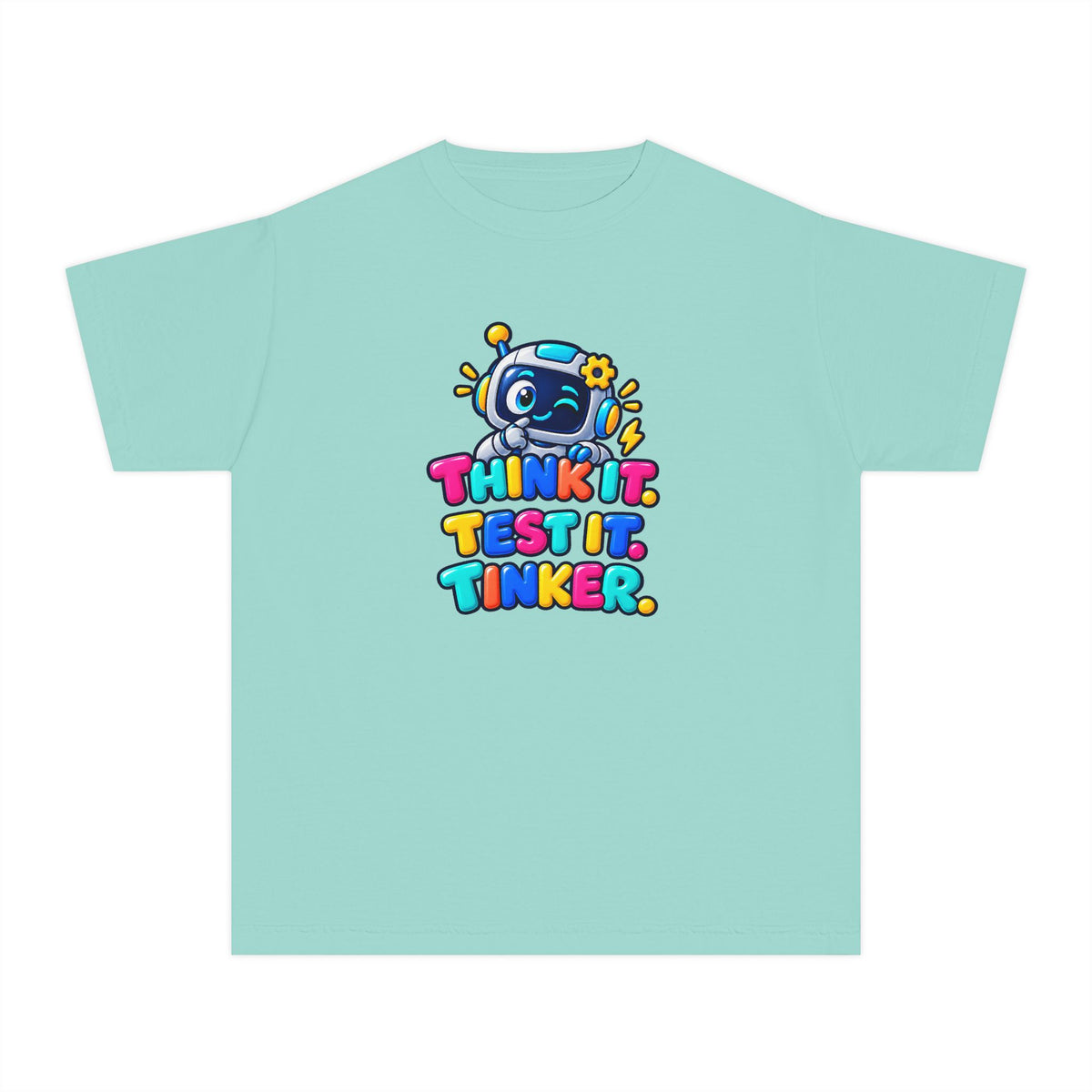 🤖 Think It. Test It. Tinker." Robot STEM Graphic Kids Tee