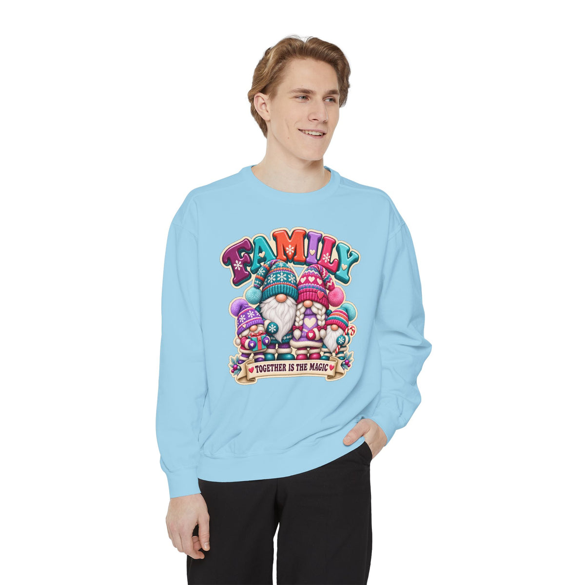 Family Gnomes "Together Is The Magic" Cozy Christmas Sweatshirt