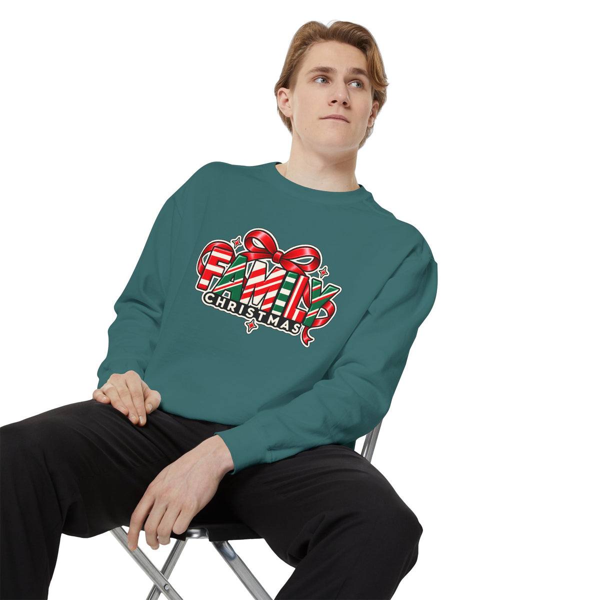 Family Christmas Candy Cane Holiday Sweatshirt