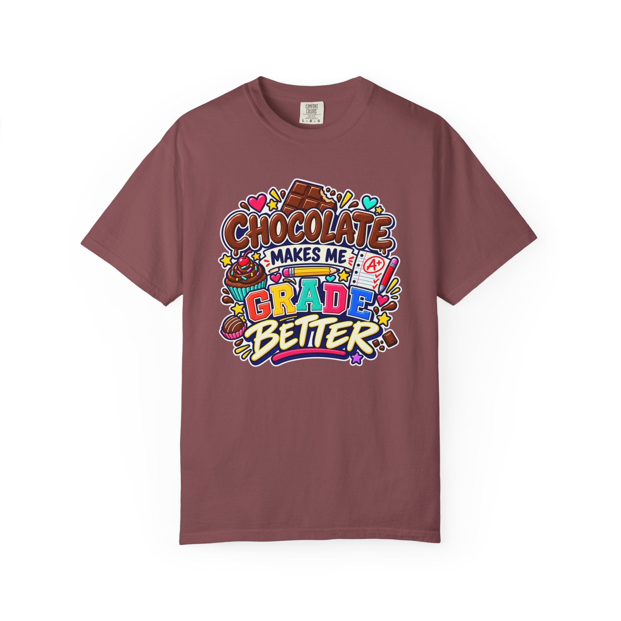 Chocolate Makes Me Grade Better Heavyweight Tee 🍫📚✏️
