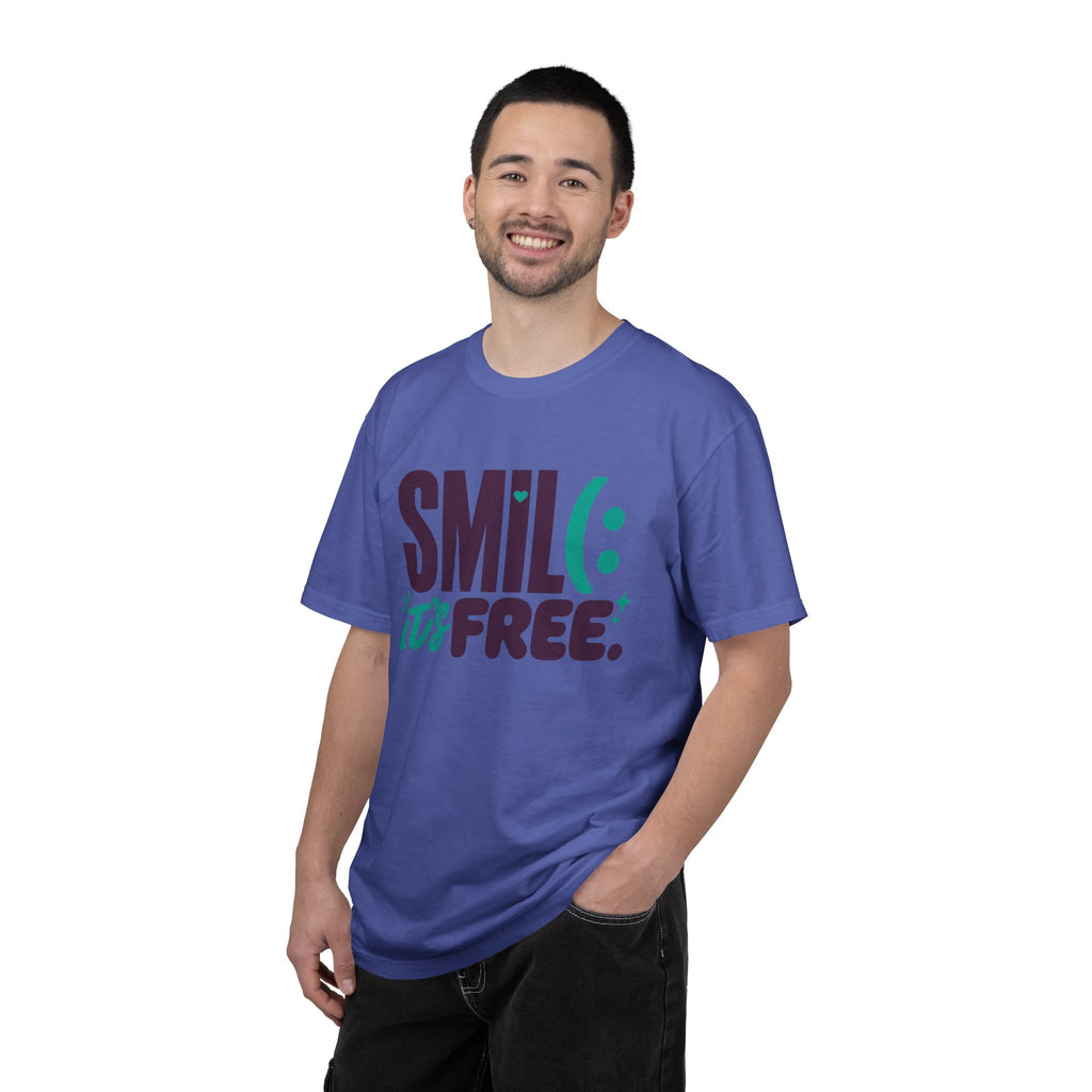 SMIL(: IT’S FREE. Plum & Teal Garment-Dyed Graphic Tee