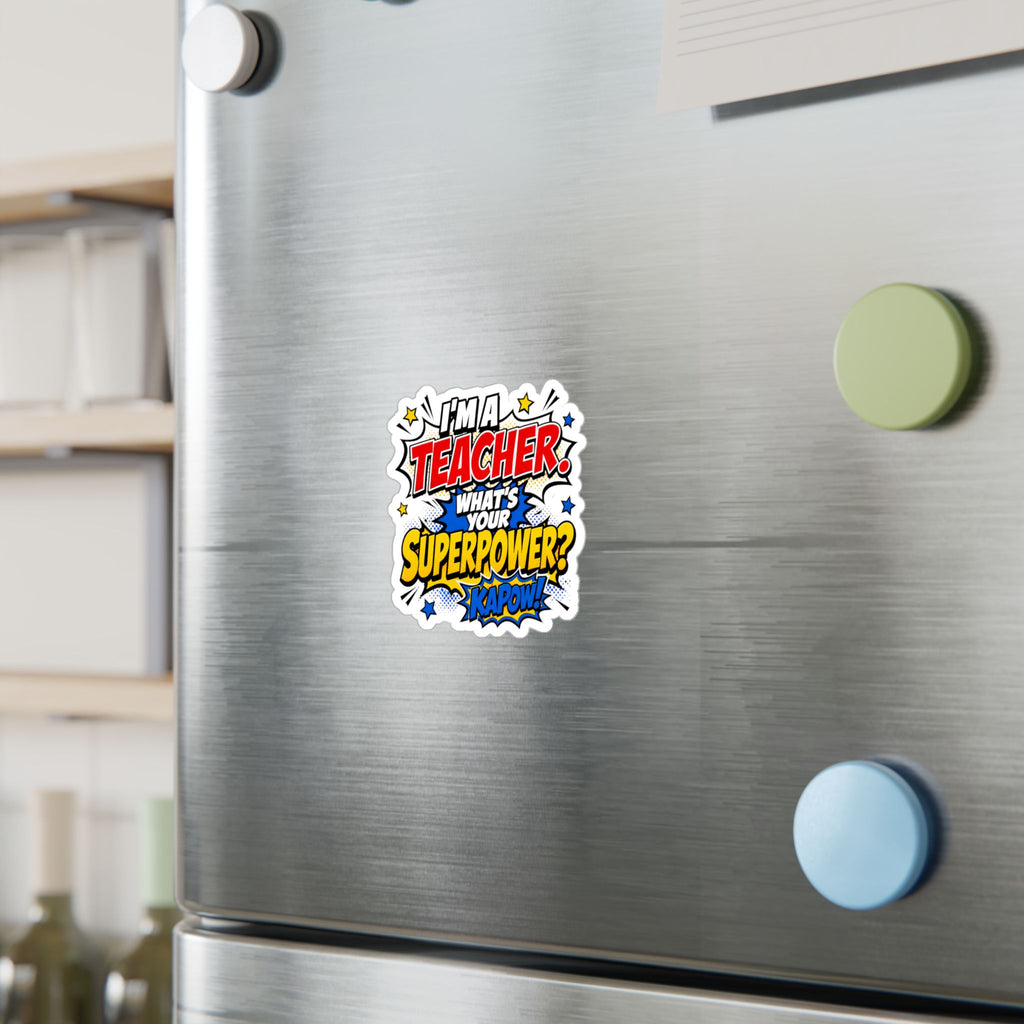 Teacher Superpower Retro Comic Book Die-Cut Decal Vinyl Sticker