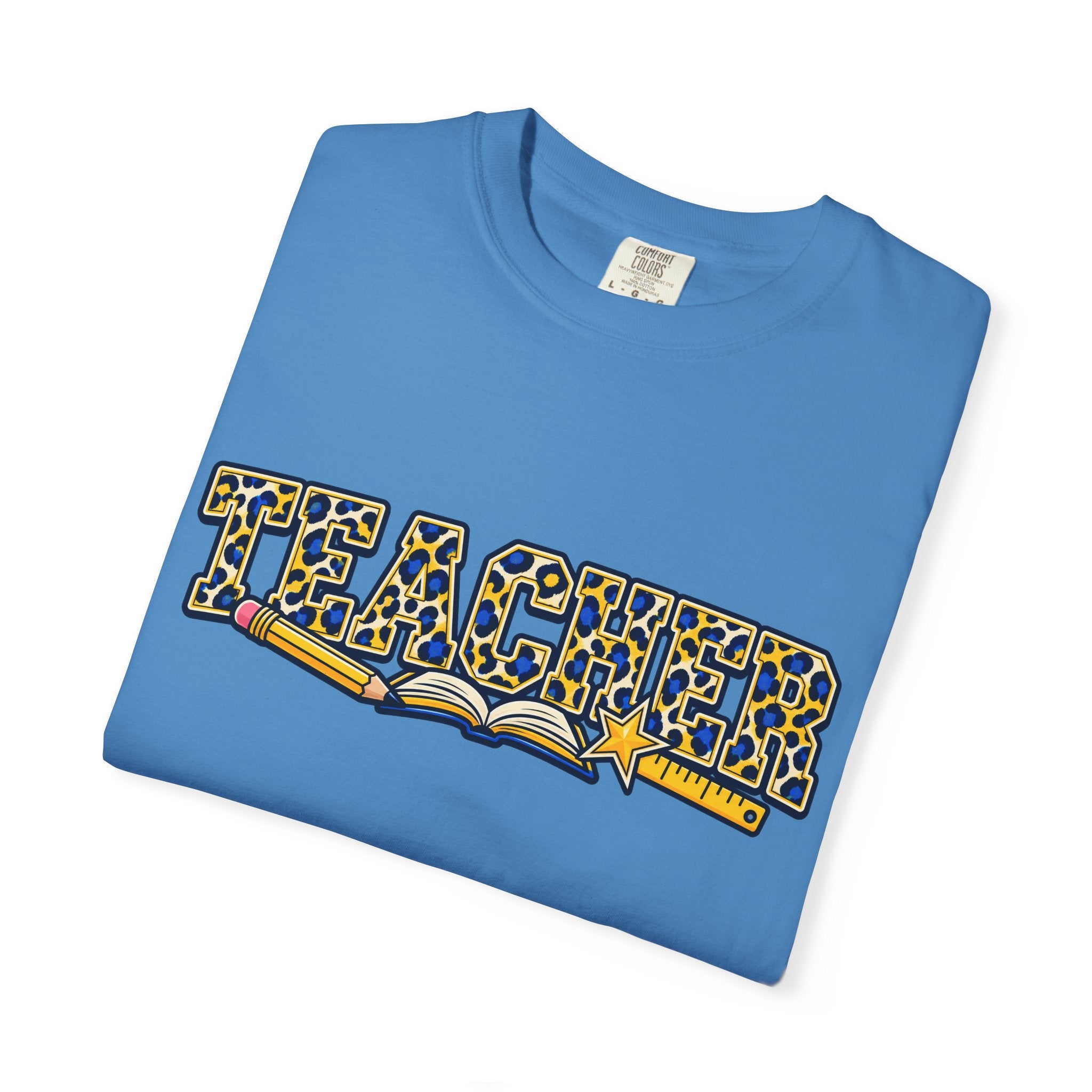 Leopard Print Teacher Comfort Colors® Heavyweight Tee 🍎✏️