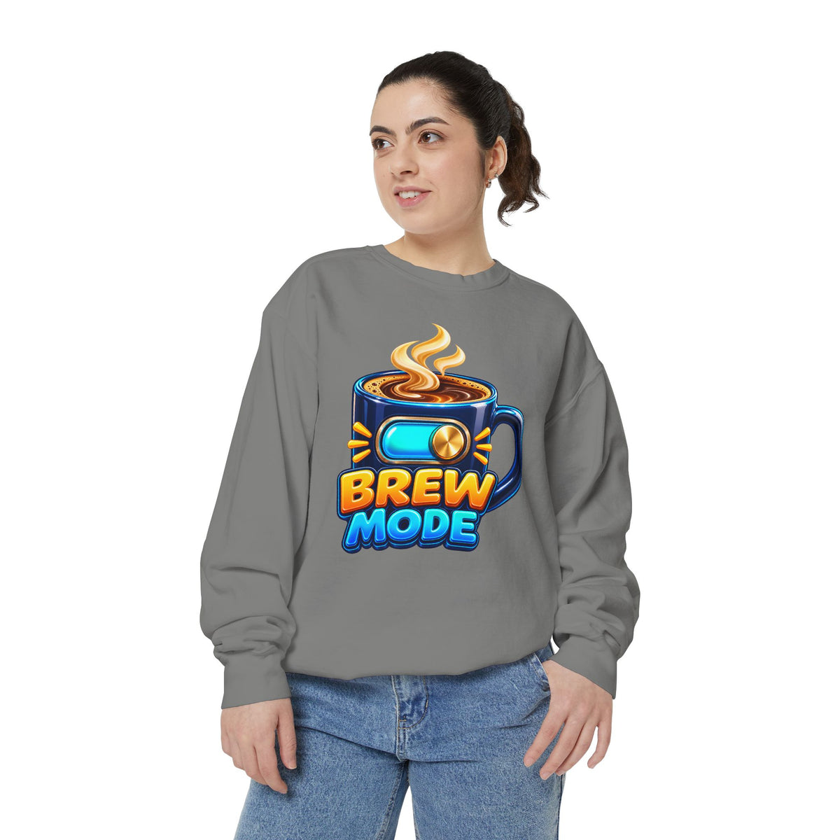 Brew Mode Coffee Lover Crewneck Sweatshirt ☕️ | Cozy Coffee Graphic Pullover