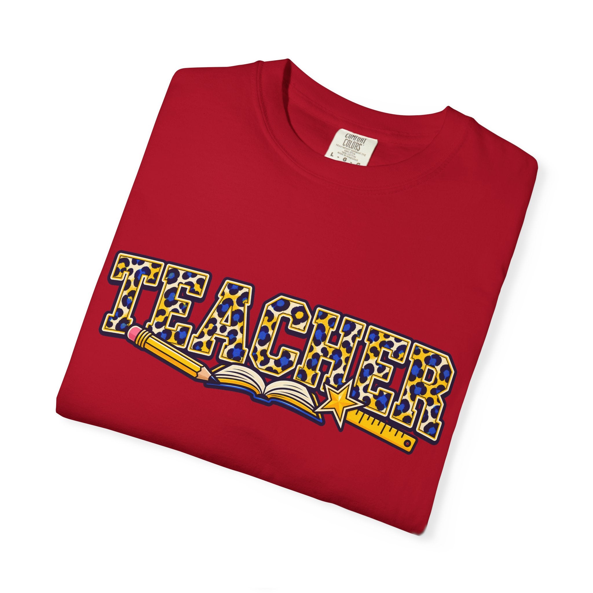 Leopard Print Teacher Comfort Colors® Heavyweight Tee 🍎✏️