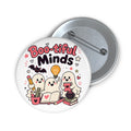 Boo-tiful Minds Halloween Button Pin, Cute Ghost Book Lover Badge