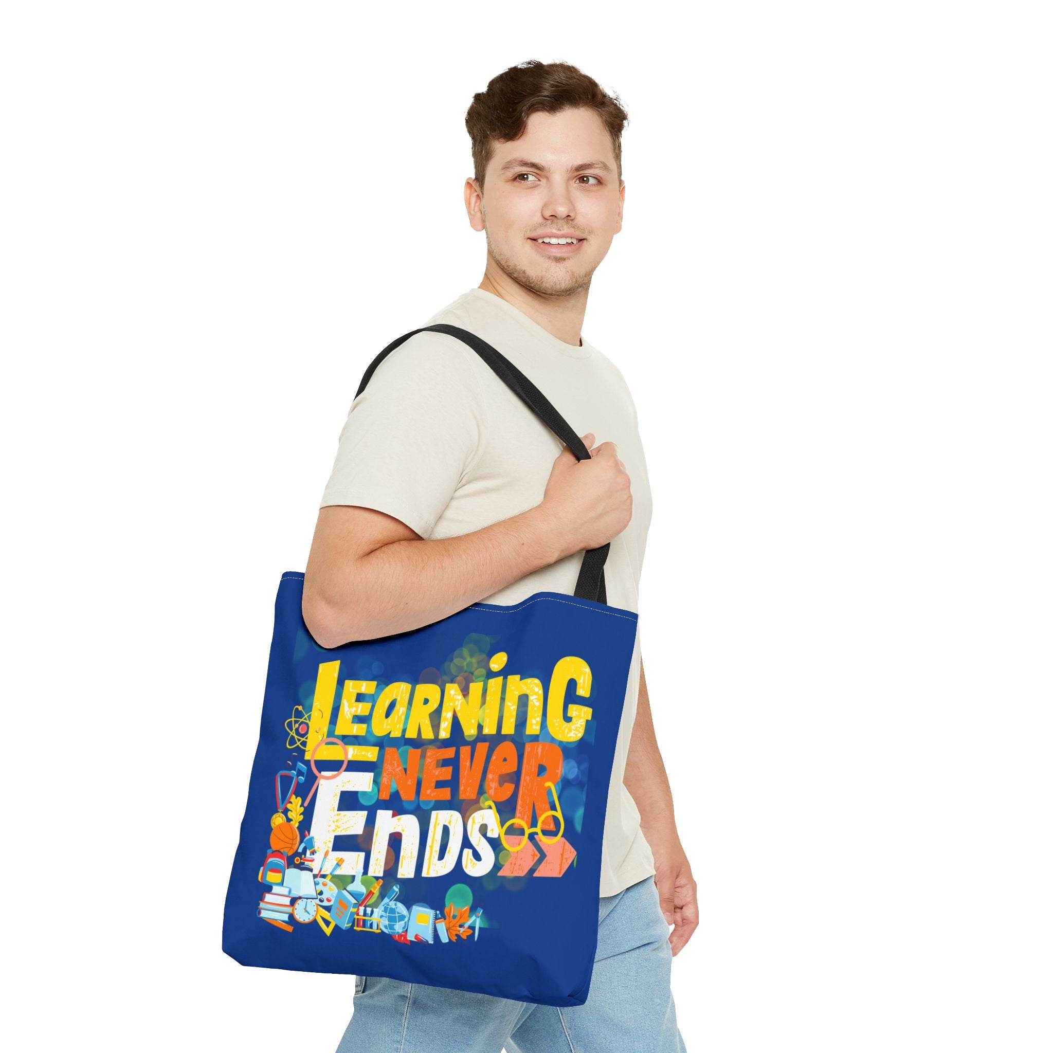 Learning Never Ends - Great Things Await Tote Bag (AOP)
