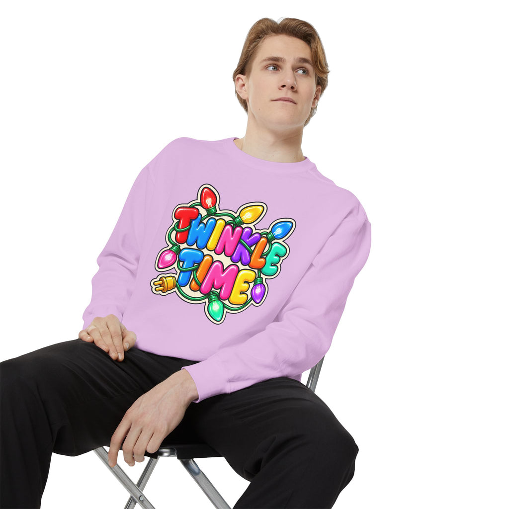 Twinkle Time Christmas - Colorful Holiday Light Graphic  Sweatshirt
