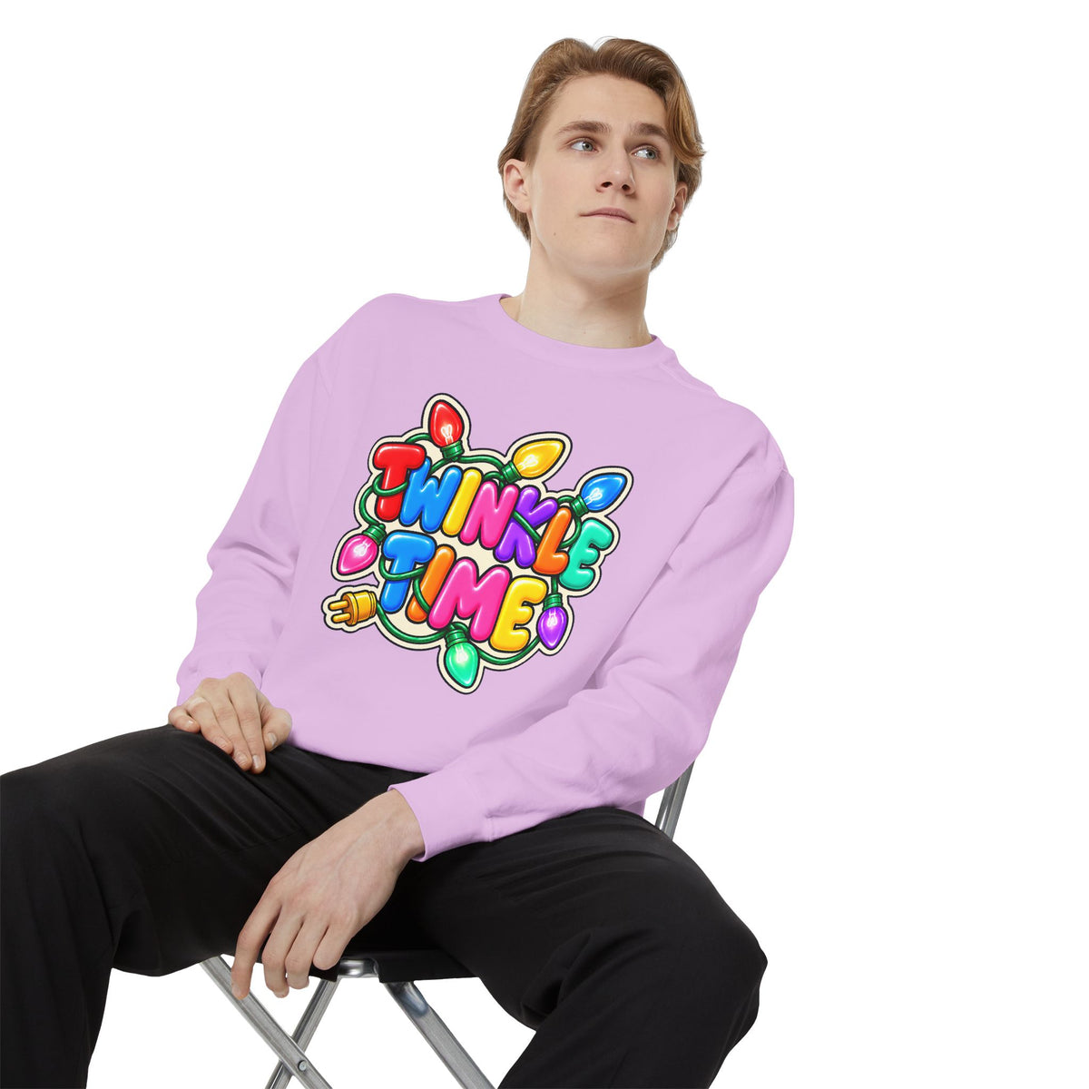 Twinkle Time Christmas - Colorful Holiday Light Graphic  Sweatshirt