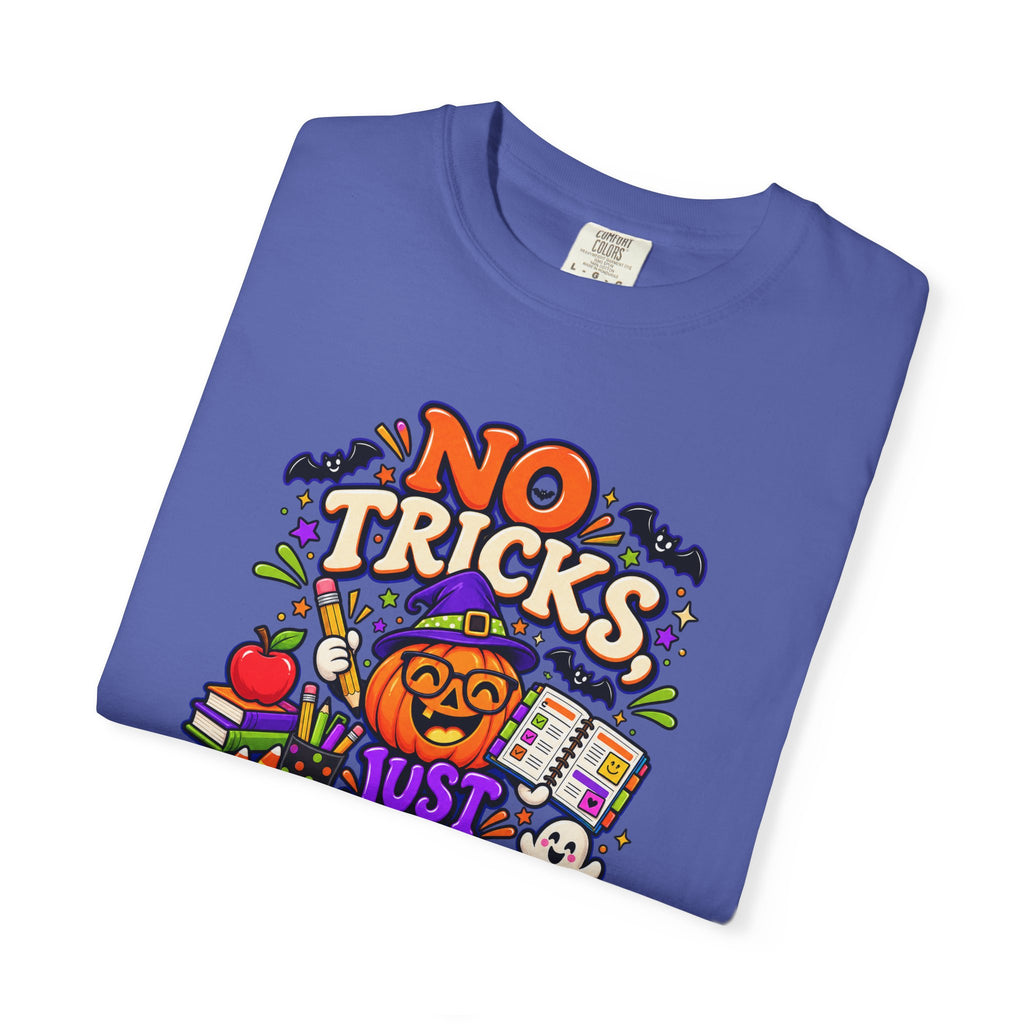 Halloween Teacher T-Shirt - "No Tricks, Just Lesson Plans"