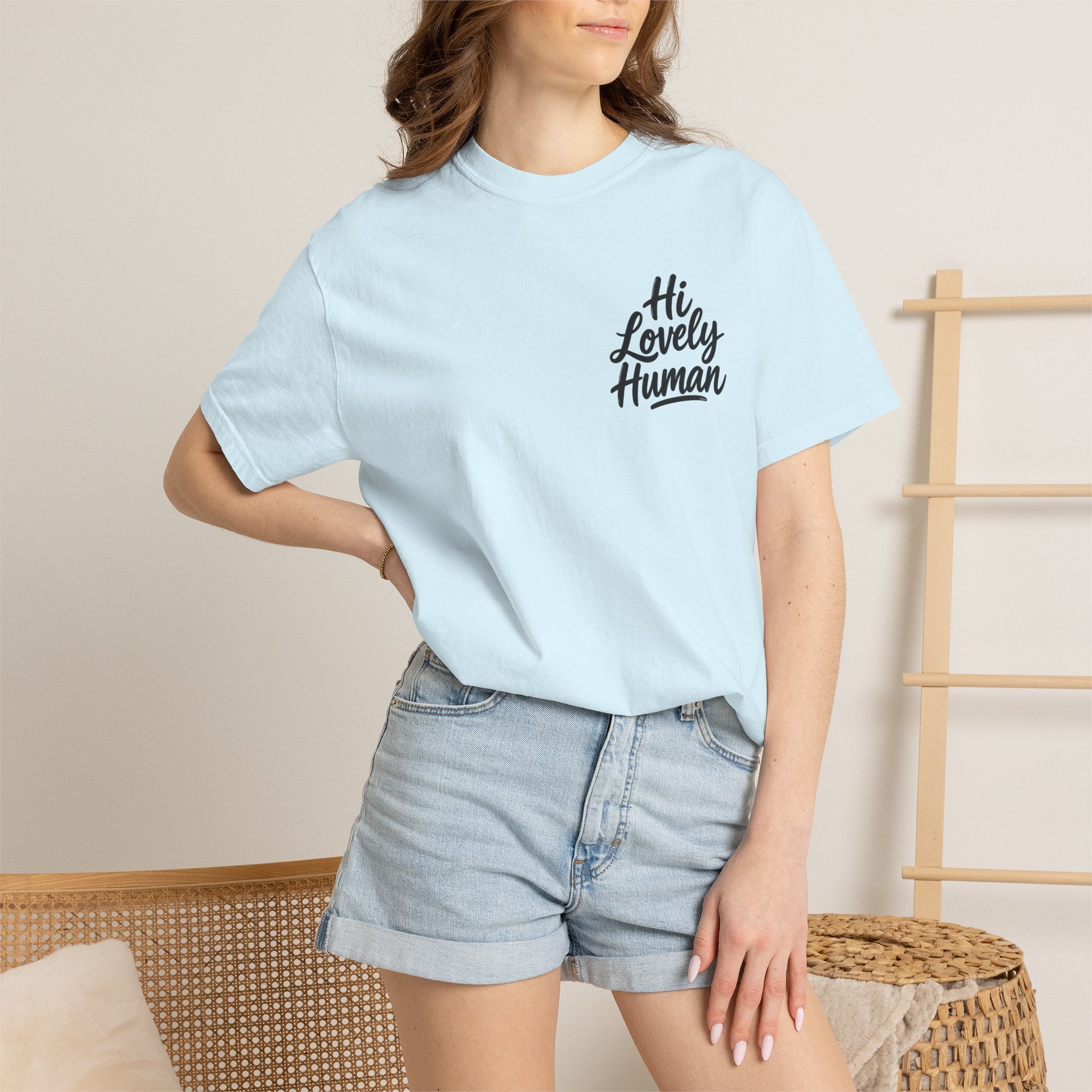 Hi Lovely Human T-Shirt – Positive Message Front & Back Adult Tee