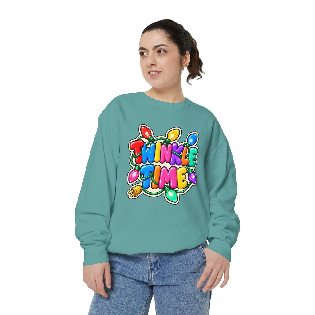 Twinkle Time Christmas - Colorful Holiday Light Graphic  Sweatshirt