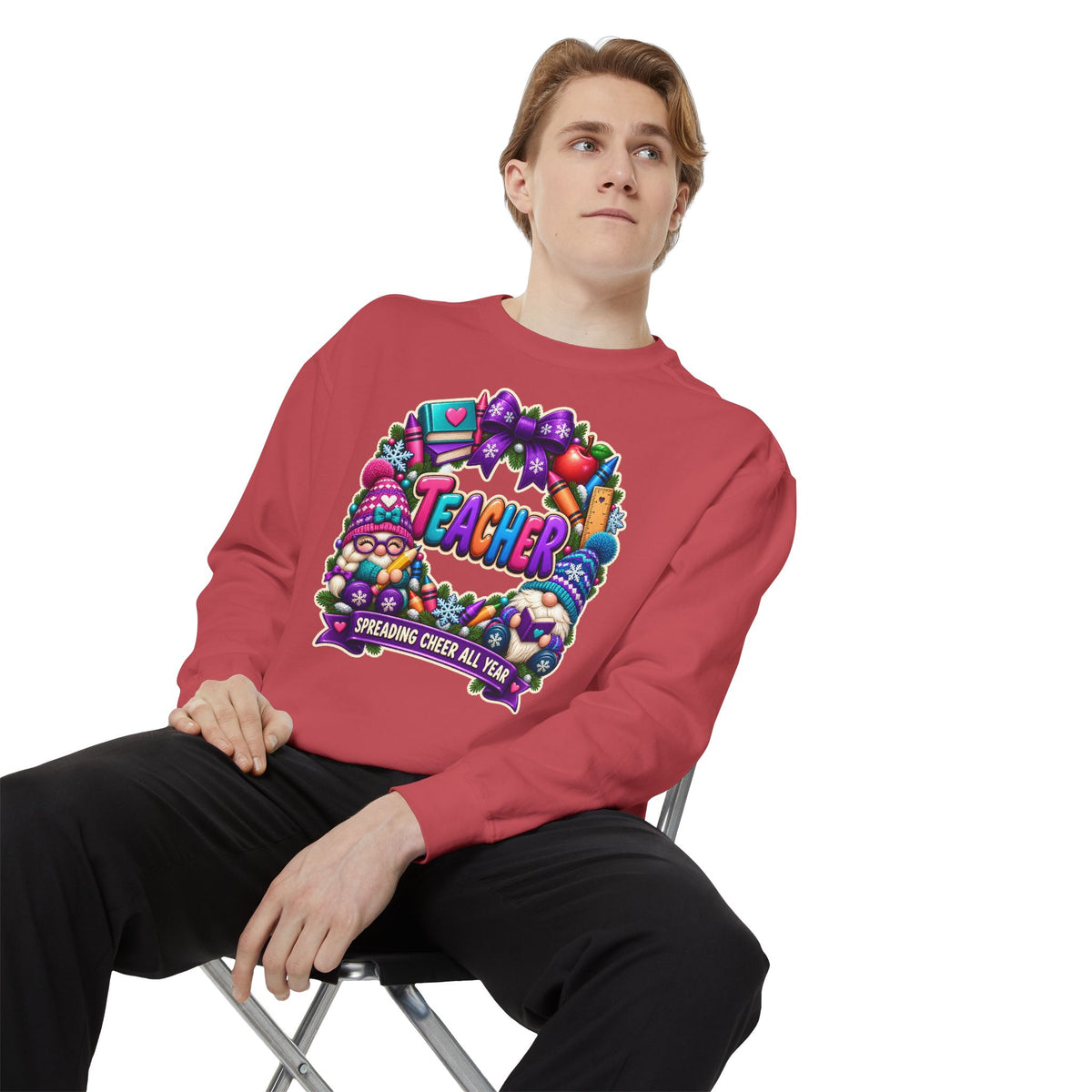 Teacher Spreading Gnomes Cheer All Year Christmas Sweatshirt