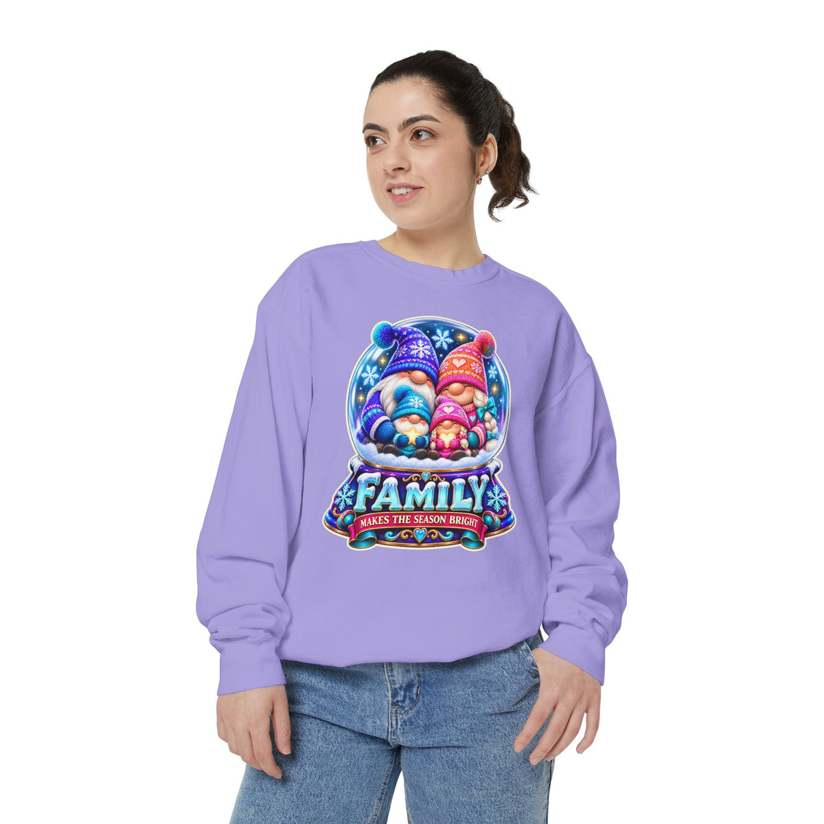 Family Gnome Christmas Sweatshirt "Family Makes the Season Bright"