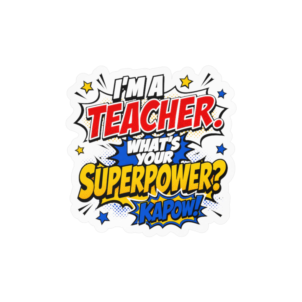 Teacher Superpower Retro Comic Book Die-Cut Decal Vinyl Sticker