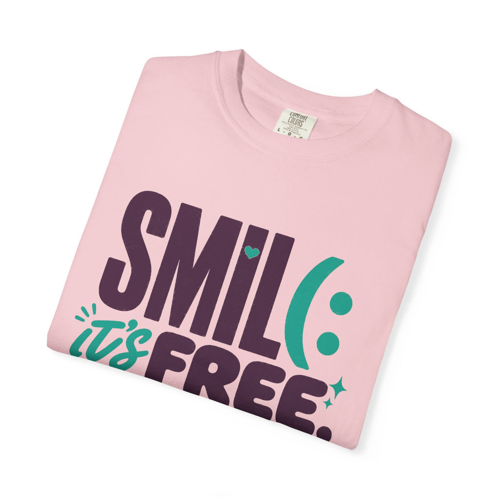 SMIL(: IT’S FREE. Plum & Teal Garment-Dyed Graphic Tee