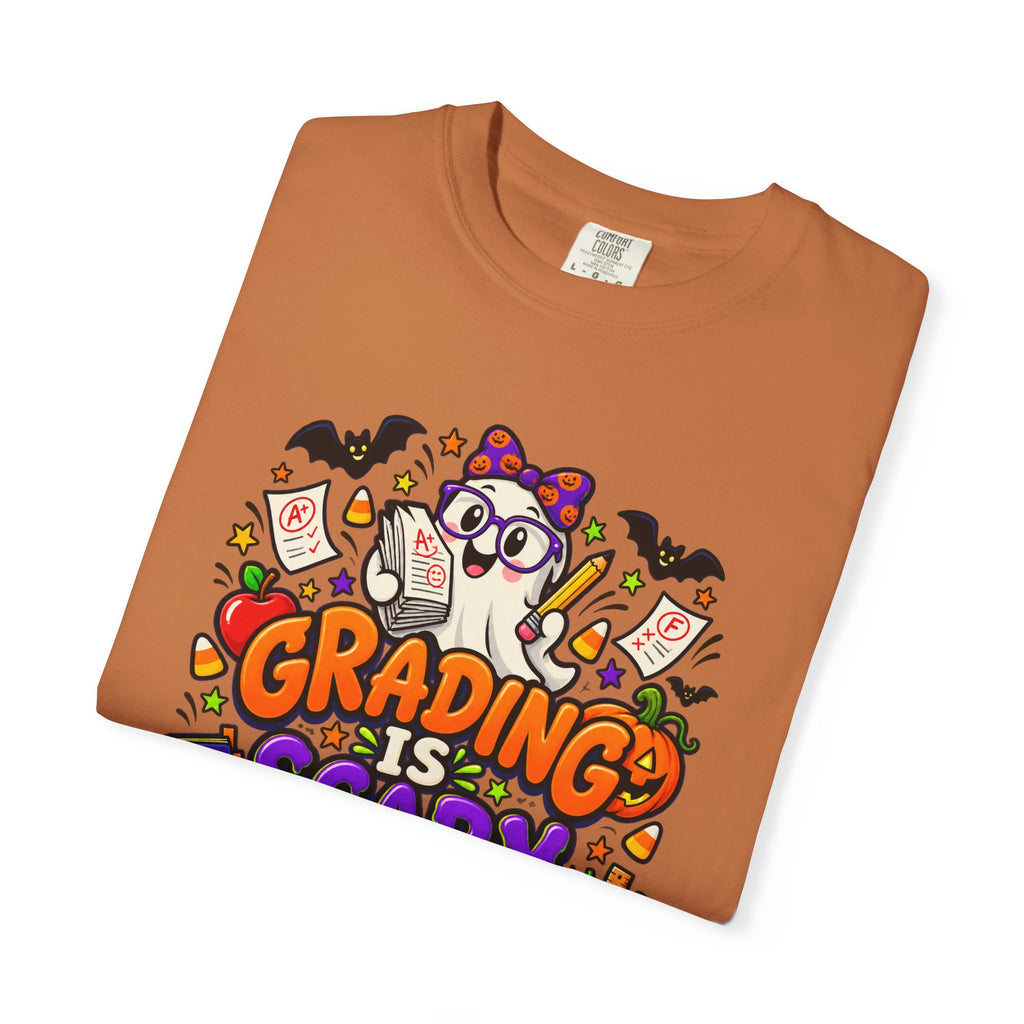 Grading Is Scary Enough T-Shirt — Halloween Teacher Funny Tee