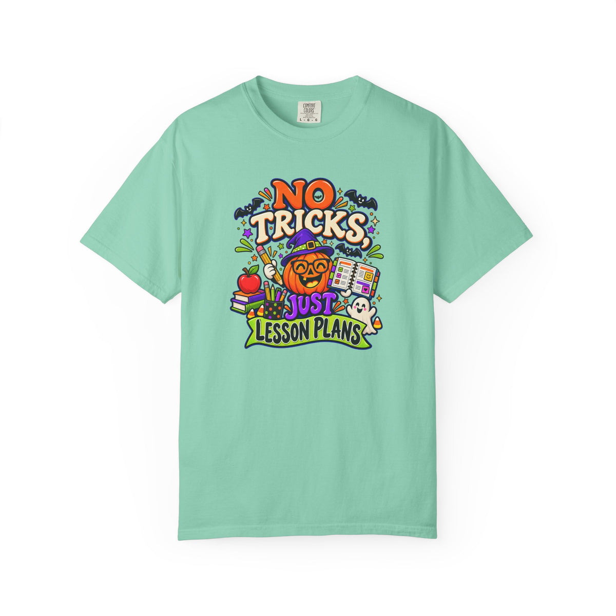 Halloween Teacher T-Shirt - "No Tricks, Just Lesson Plans"