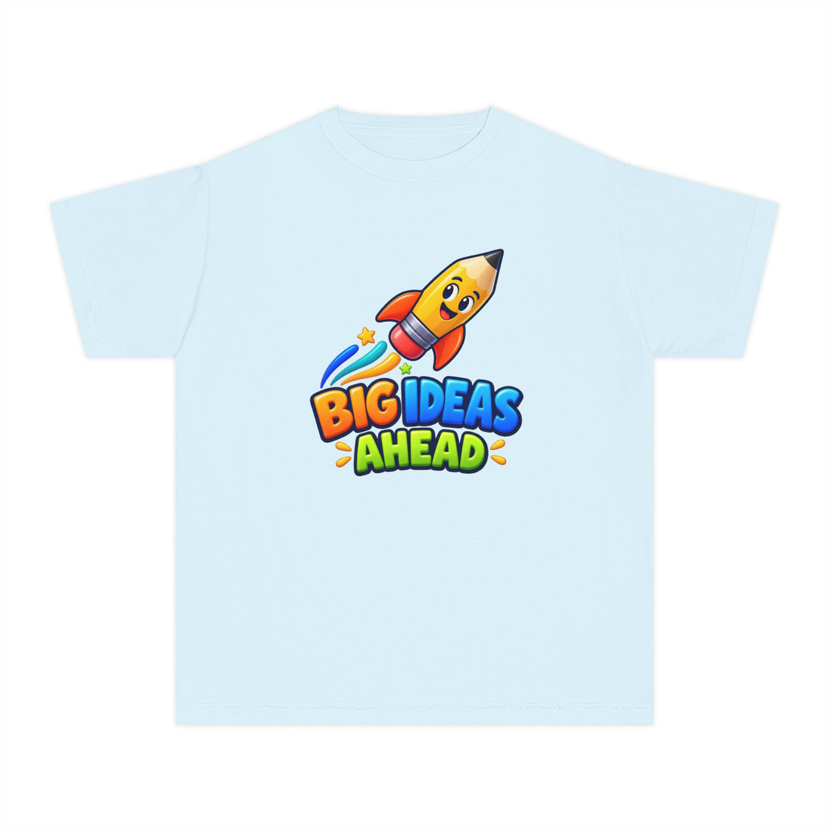 🚀 Big Ideas Ahead Rocket Pencil Kids Tee
