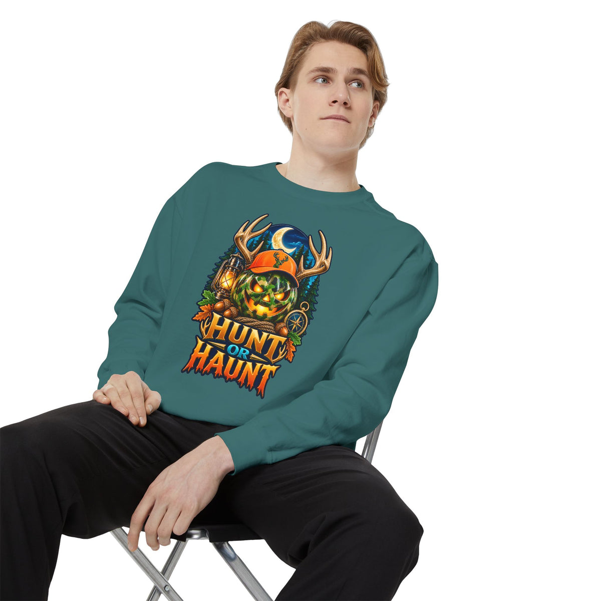 Hunt or Haunt Halloween Sweatshirt 🎃🍂 | Pumpkin Outdoor Crewneck